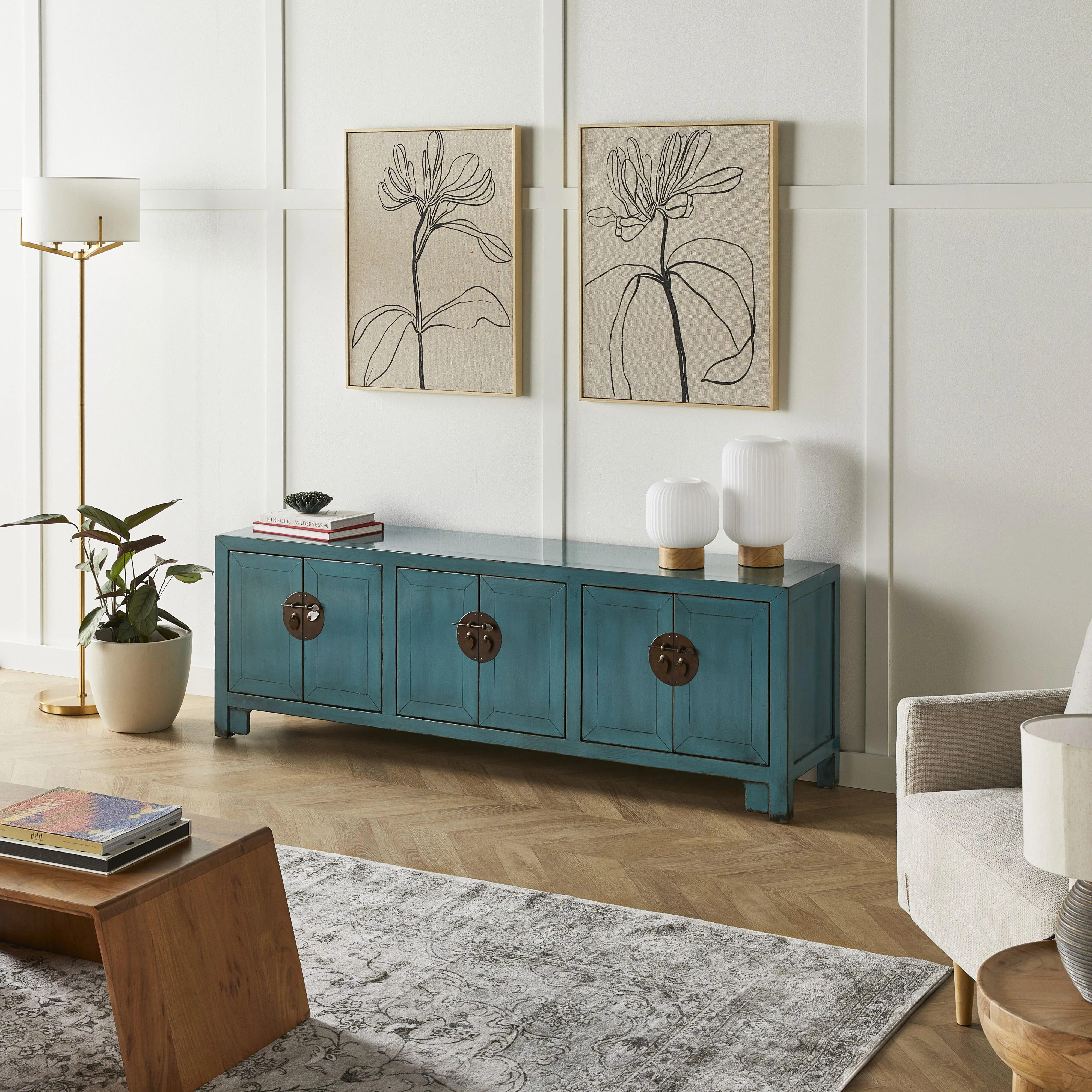 Sansha 6 Door TV Unit Turquoise - Image 9