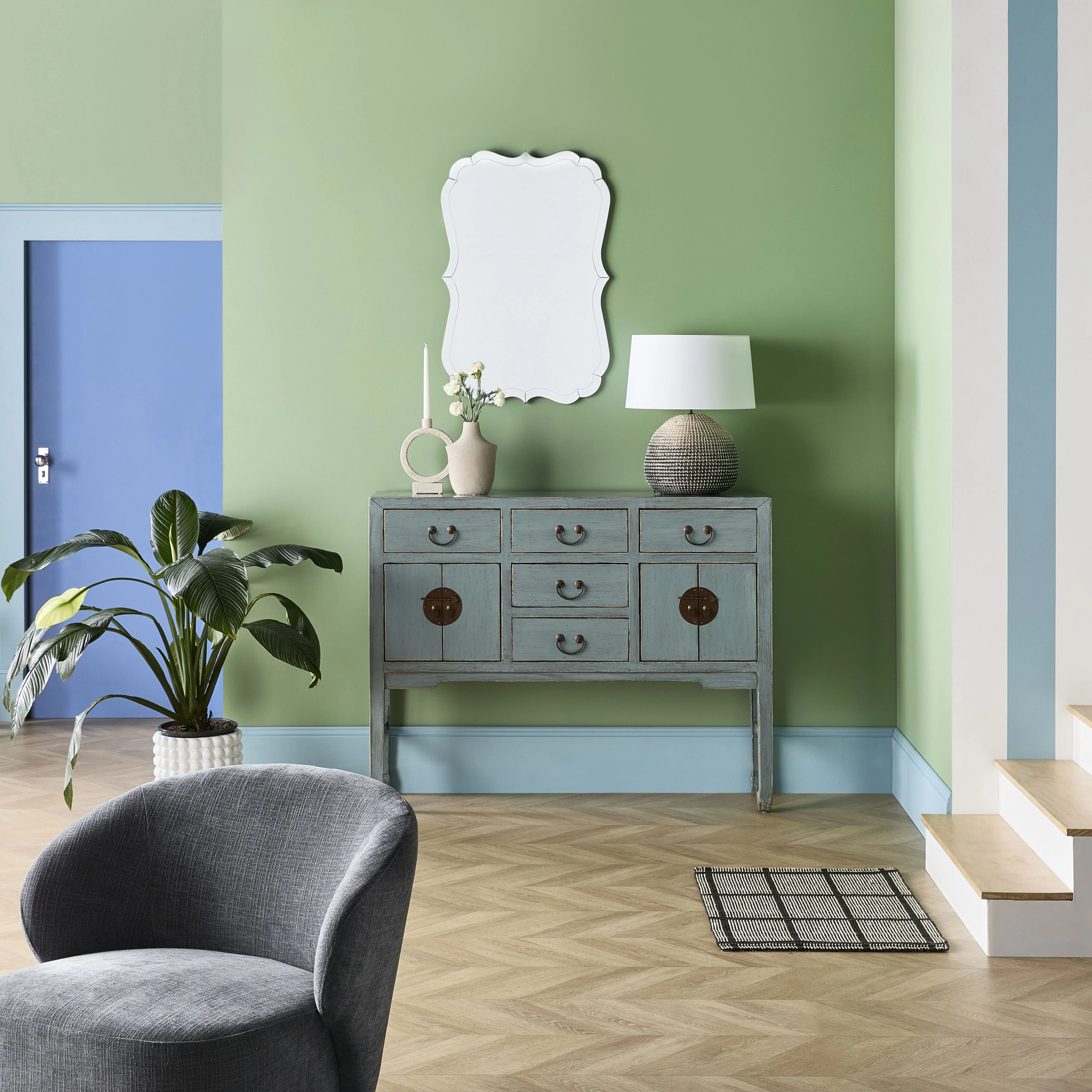 Sansha Console 5 Drawer 4 Door Dove Grey - Image 10