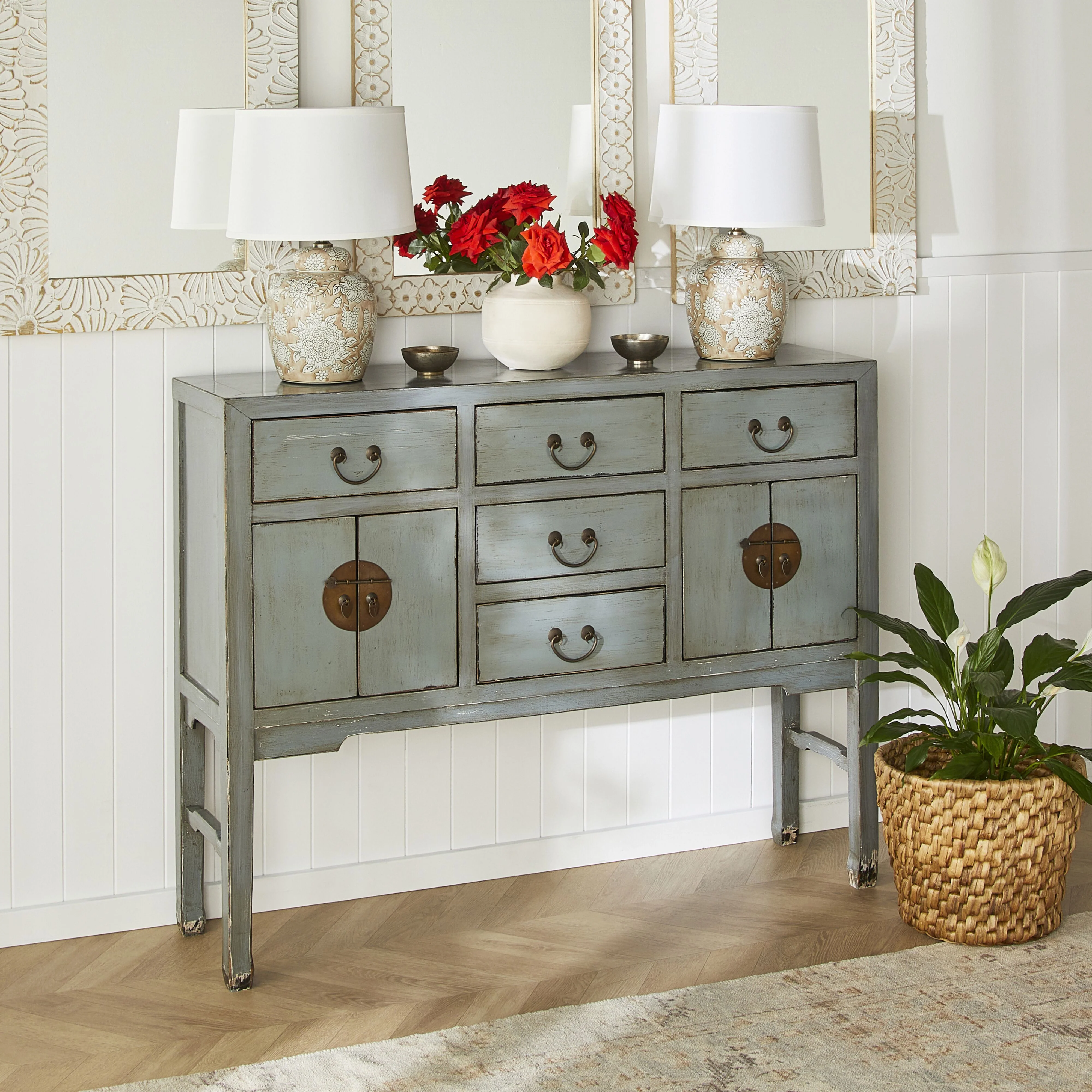 Sansha Console 5 Drawer 4 Door Dove Grey - Image 11