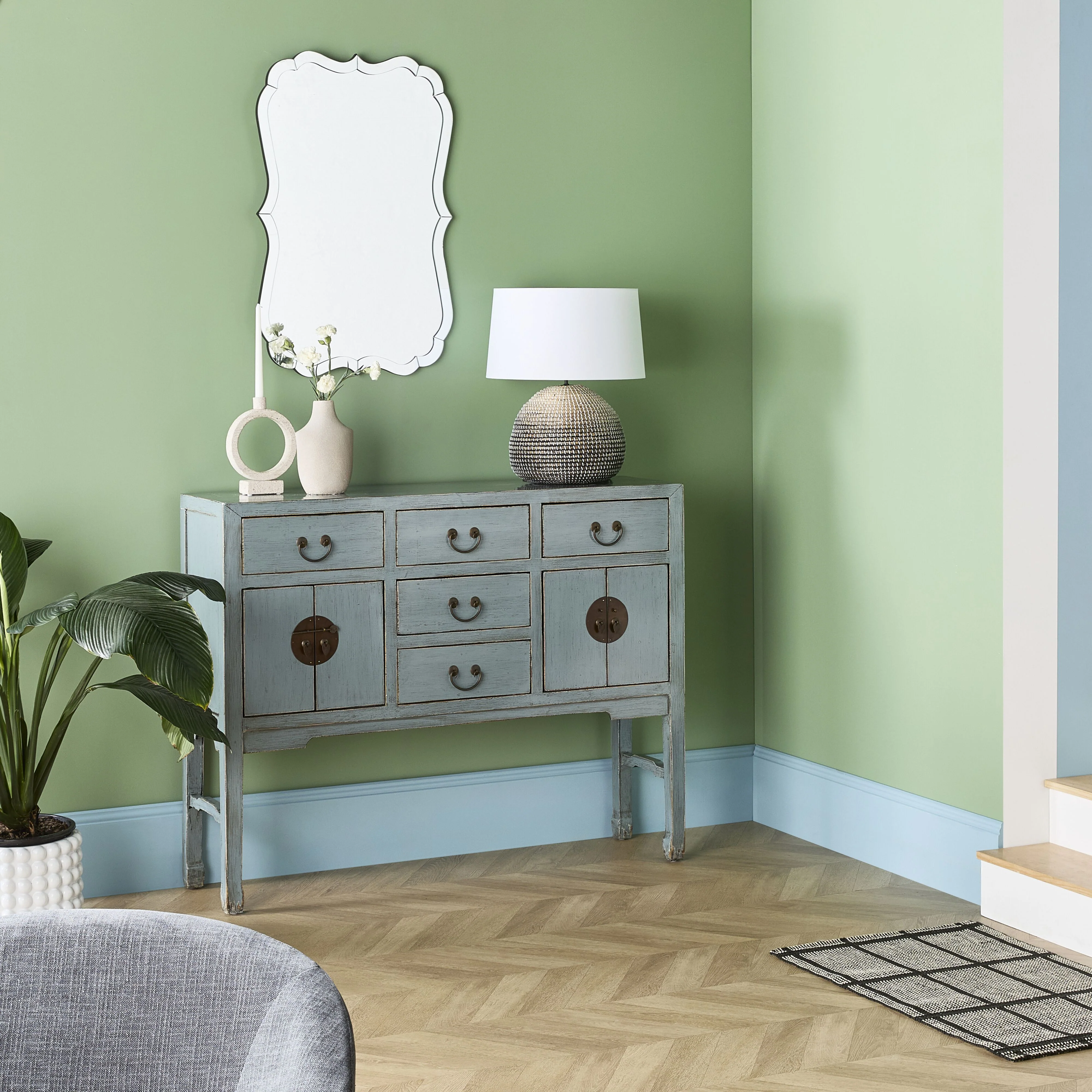 Sansha Console 5 Drawer 4 Door Dove Grey - Image 13