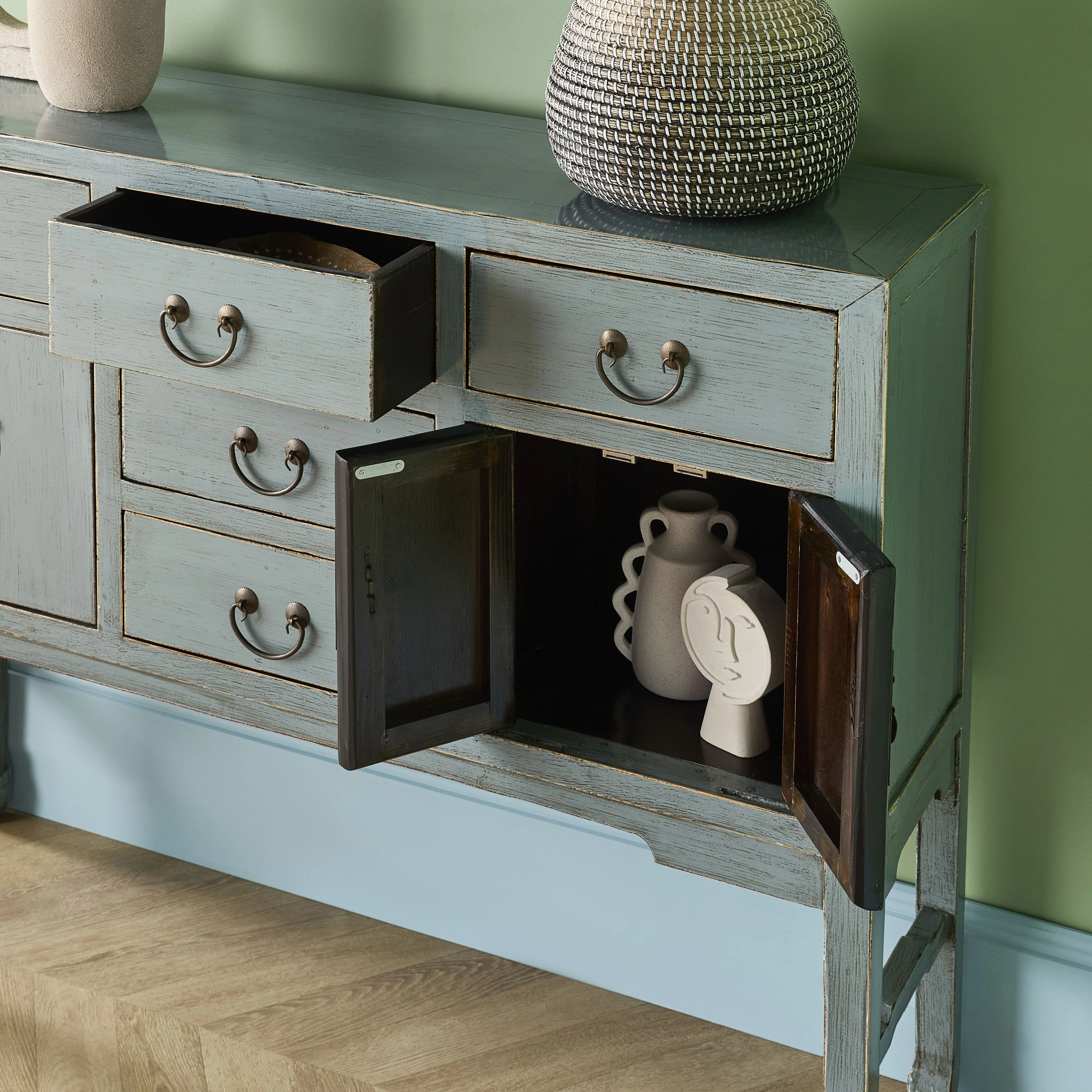 Sansha Console 5 Drawer 4 Door Dove Grey - Image 14