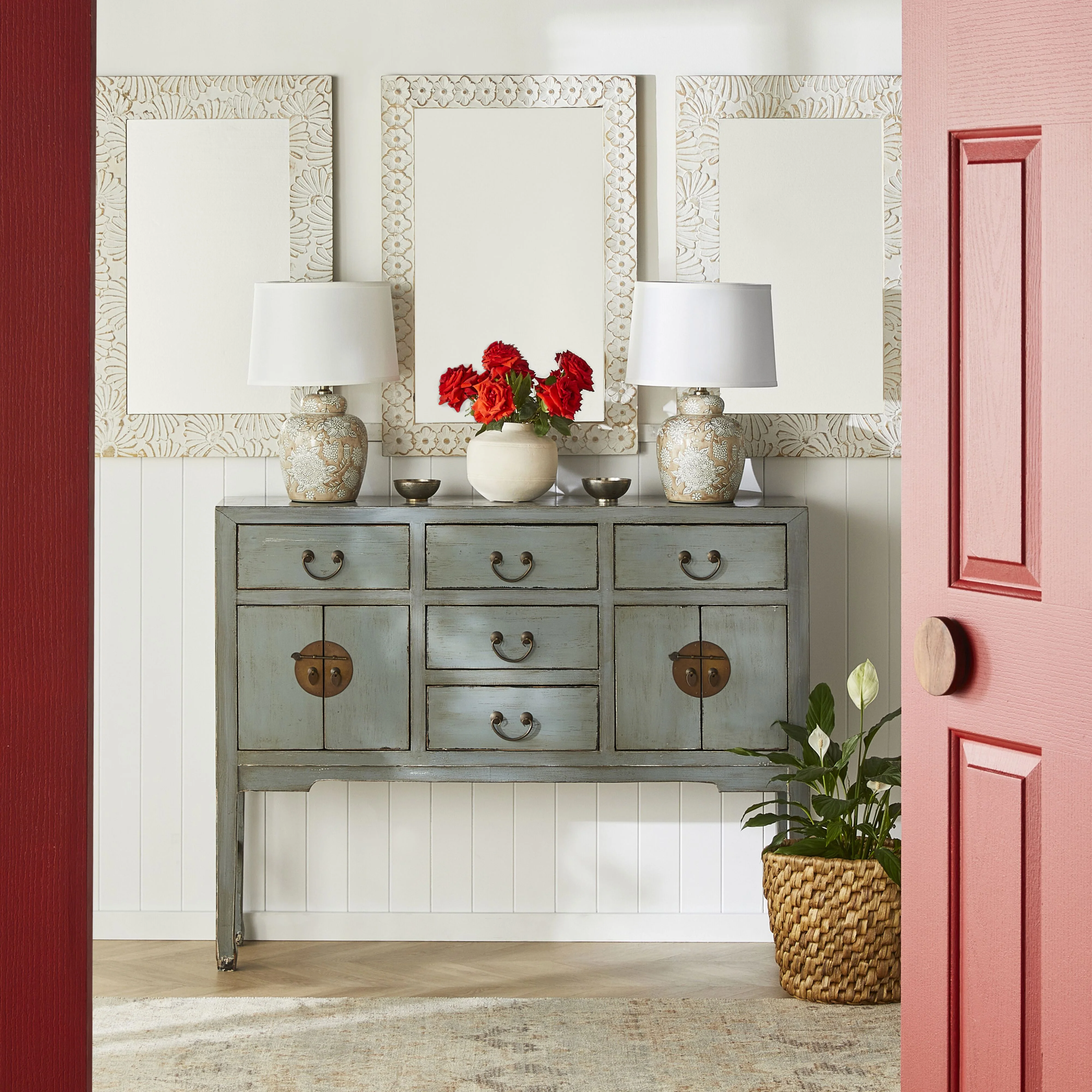 Sansha Console 5 Drawer 4 Door Dove Grey - Image 8