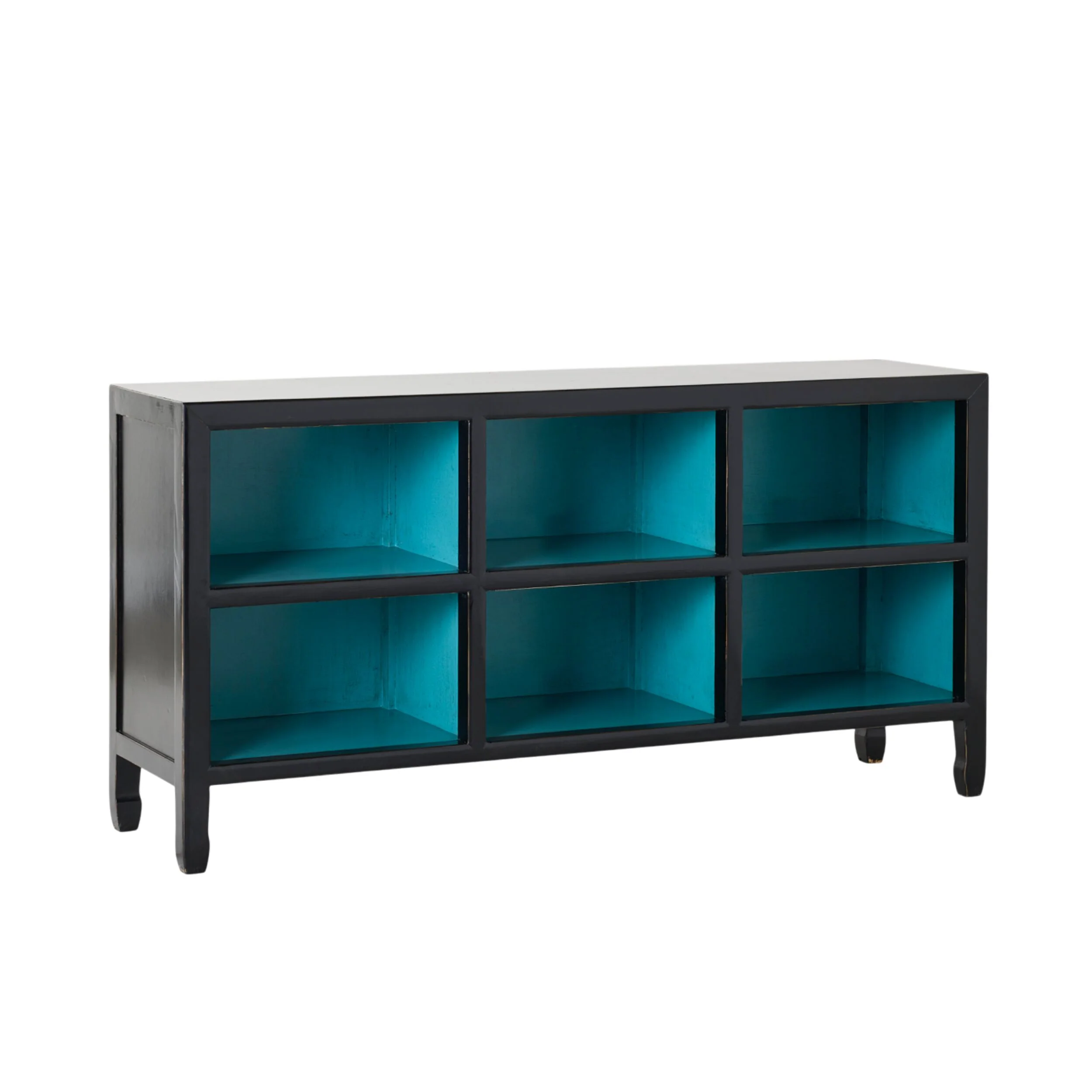 Sansha Low Pigeon Hole Bookcase Black and Turquoise - Image 2