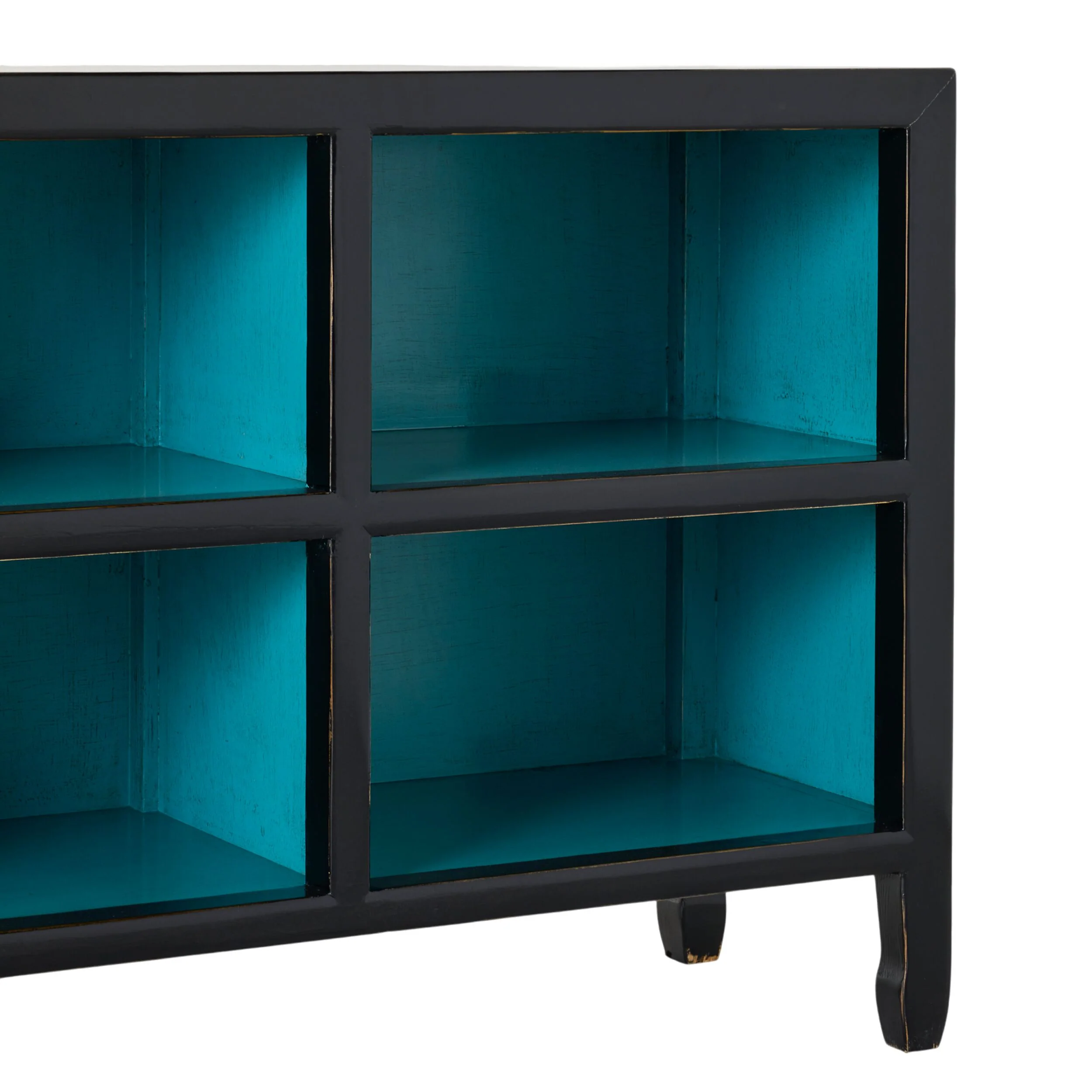 Sansha Low Pigeon Hole Bookcase Black and Turquoise - Image 3