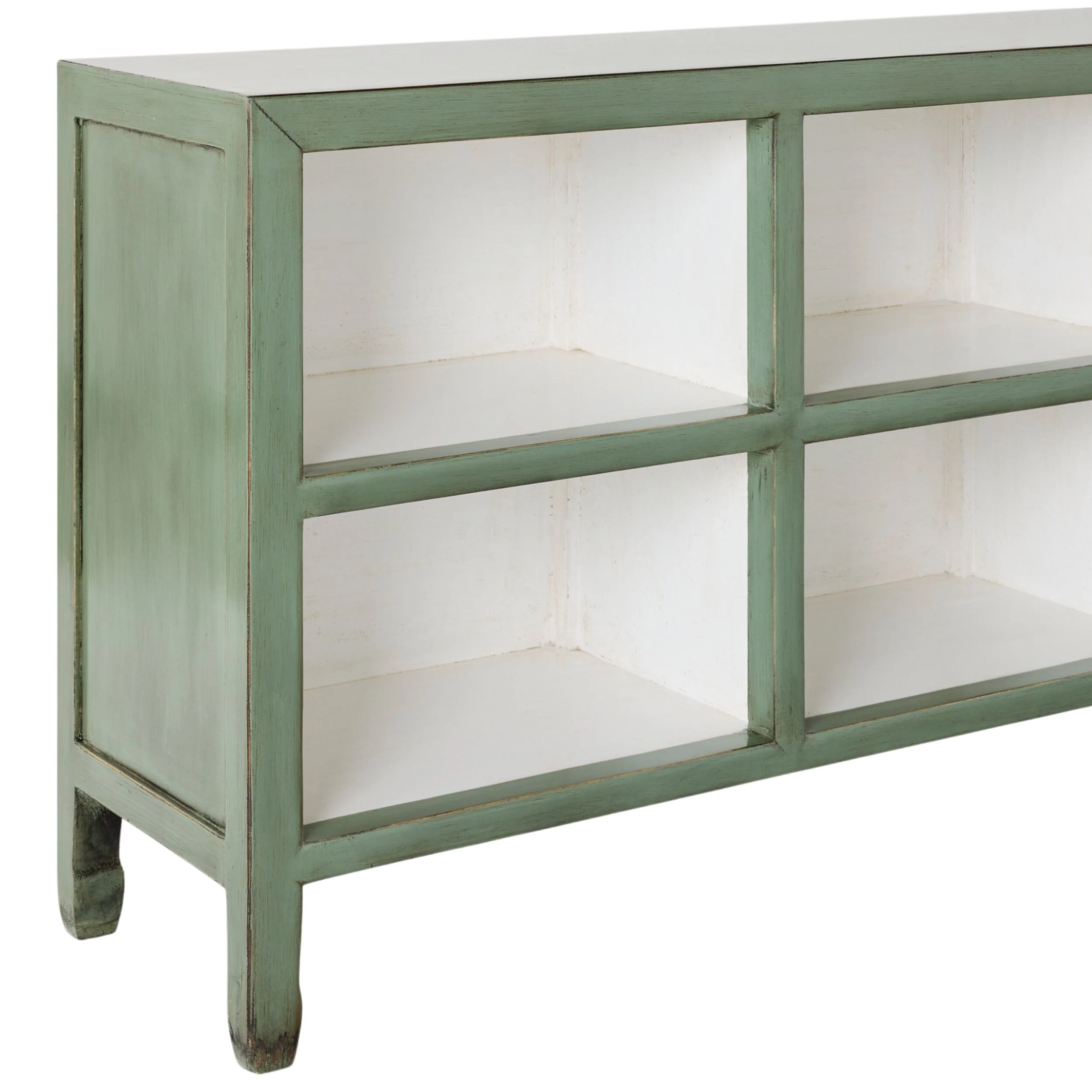 Sansha Low Pigeon Hole Bookcase Sage Green and White - Image 3