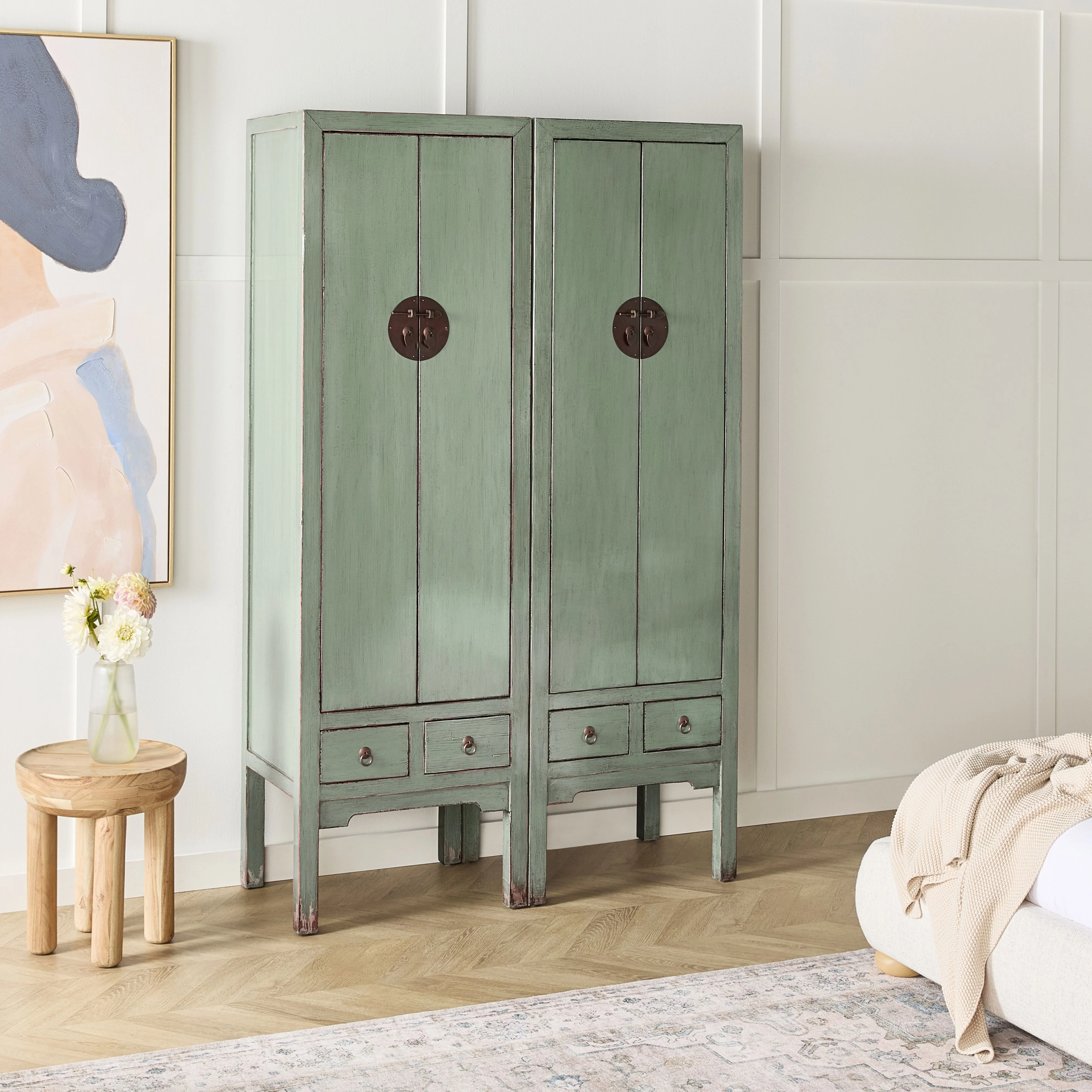 Sansha Narrow Wedding Cabinet Sage Green - Image 9