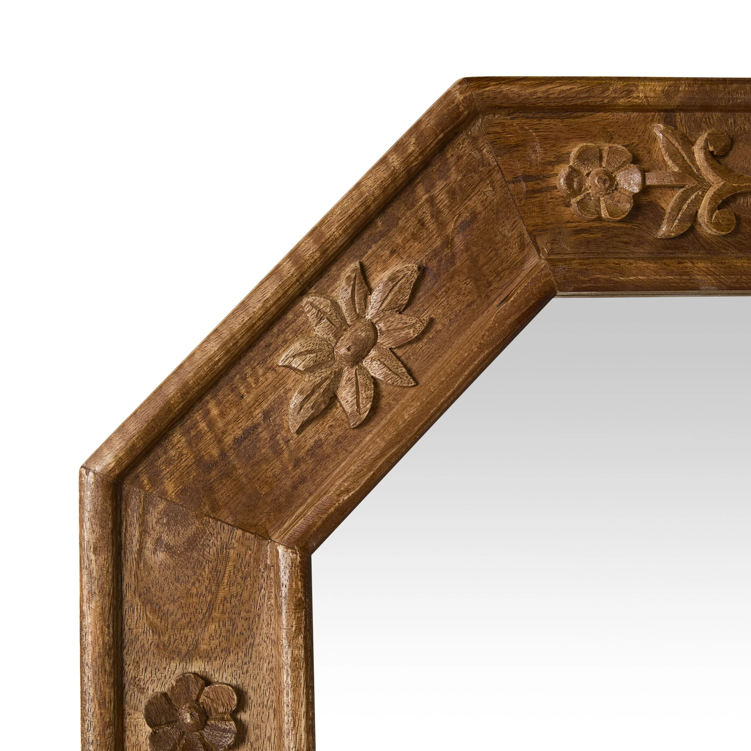 Santiago Flora Emboss Wooden Wall Mirror 76cm - Image 2