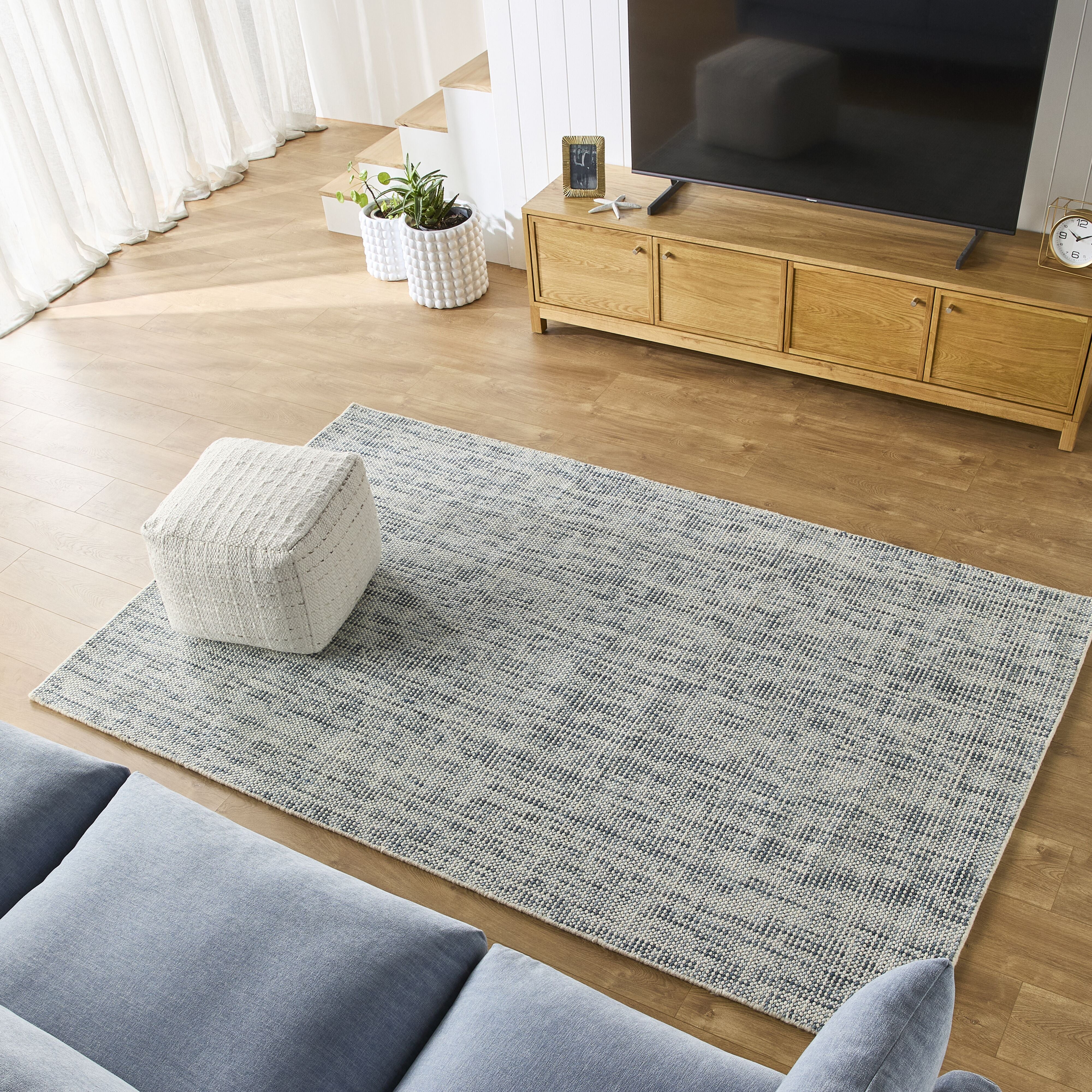 Santos Handloom Blue NZ Wool Rug 150x240cm - Image 4