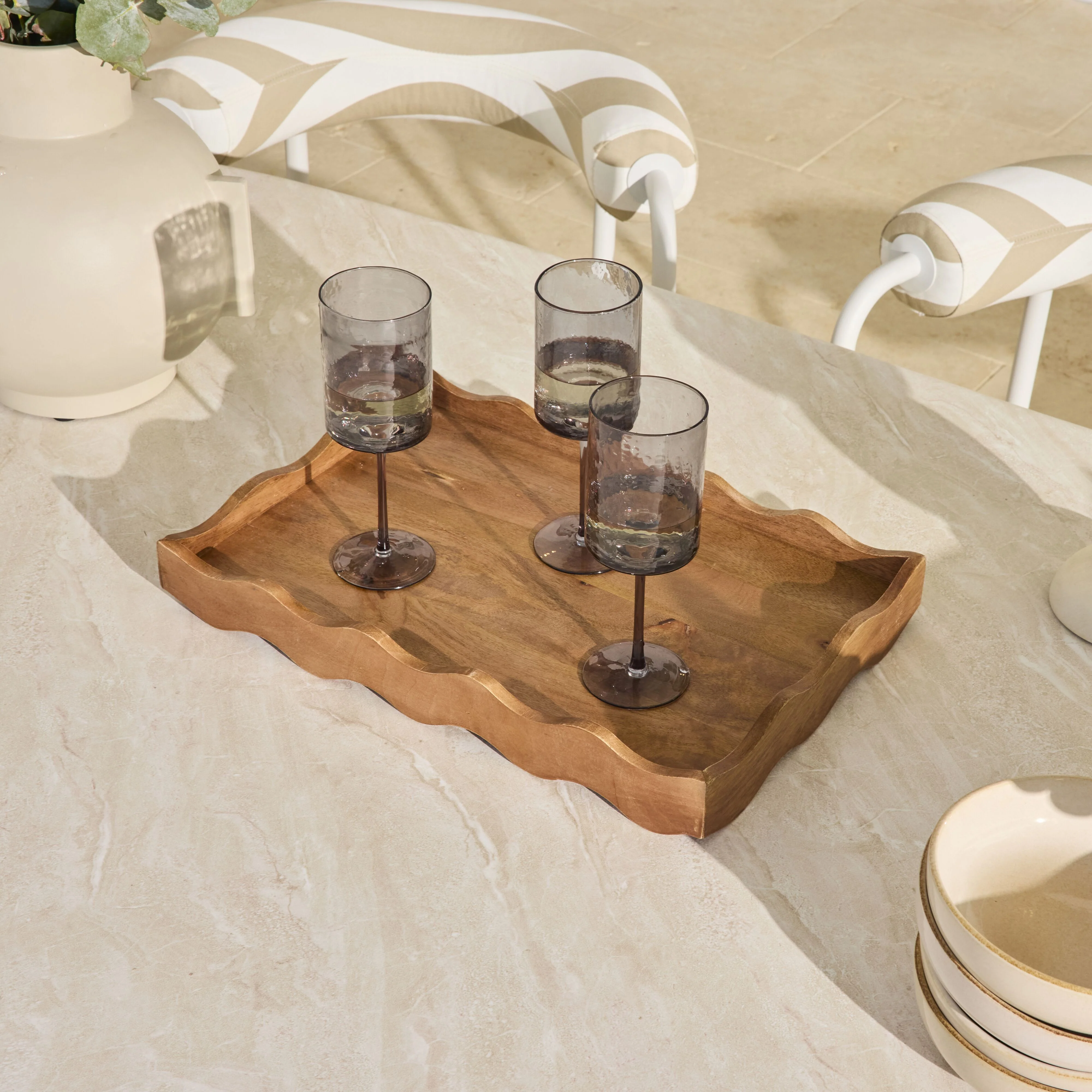 Sati Scalloped Large Wooden Tray - Image 5