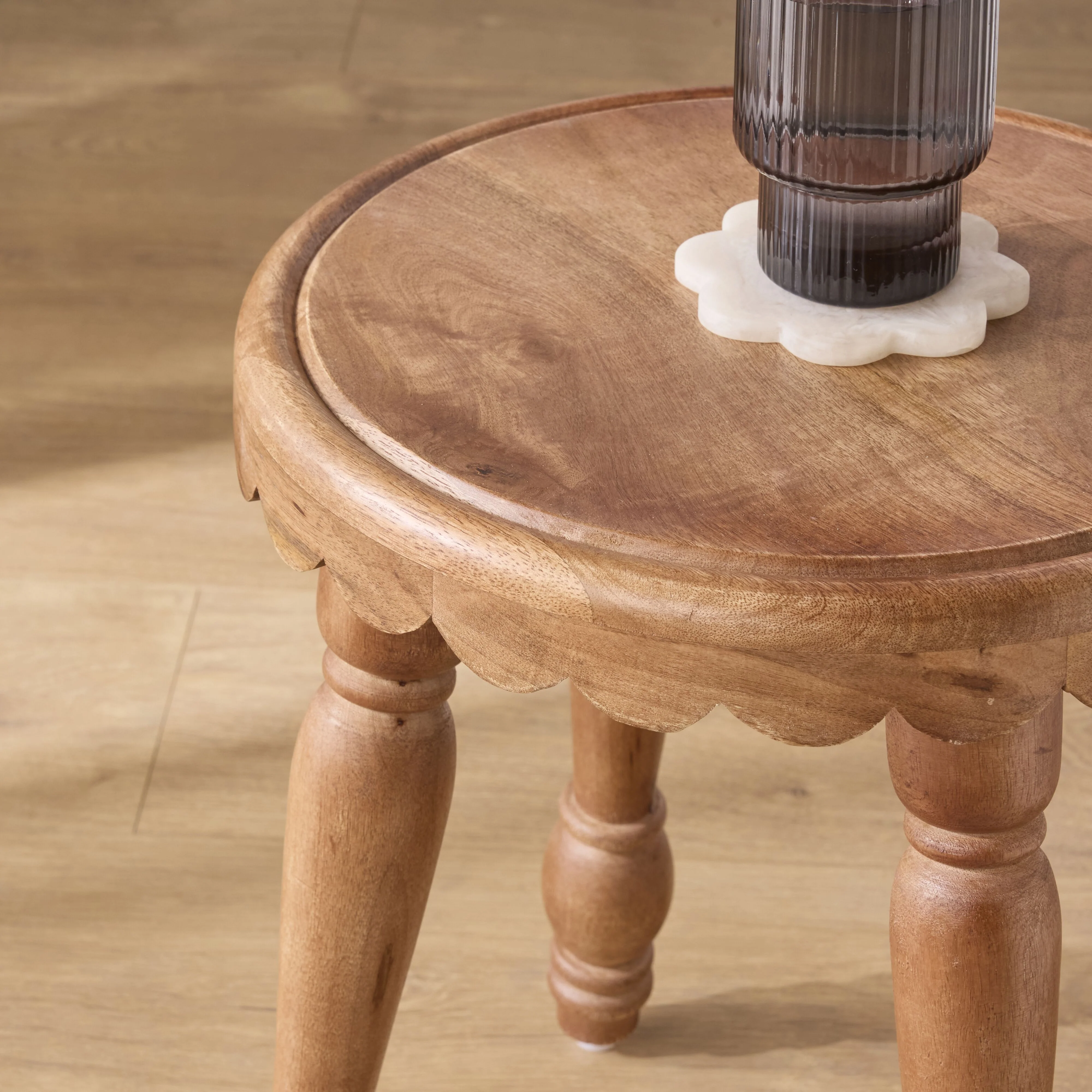Sati Scalloped Wooden Plant Table 41cm - Image 6