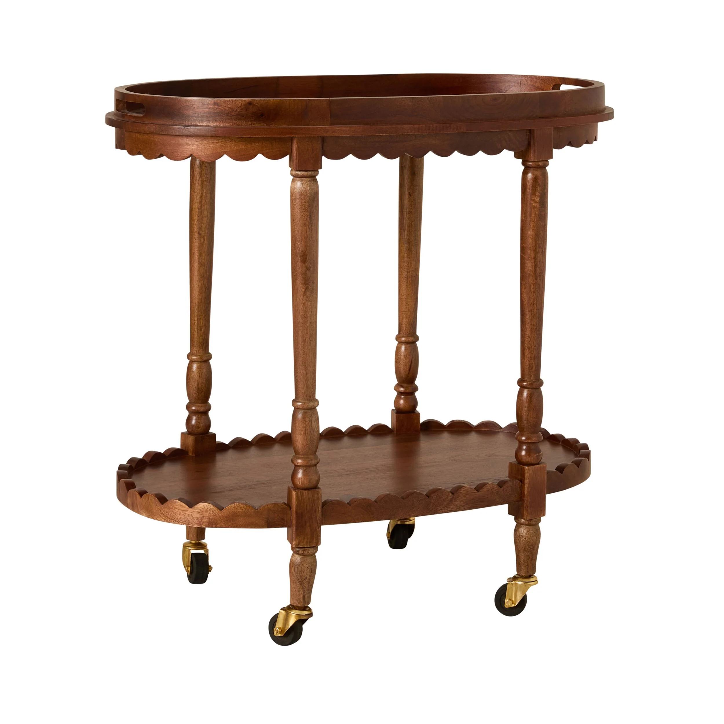 Sati Scalloped Wooden Trolley - Image 2