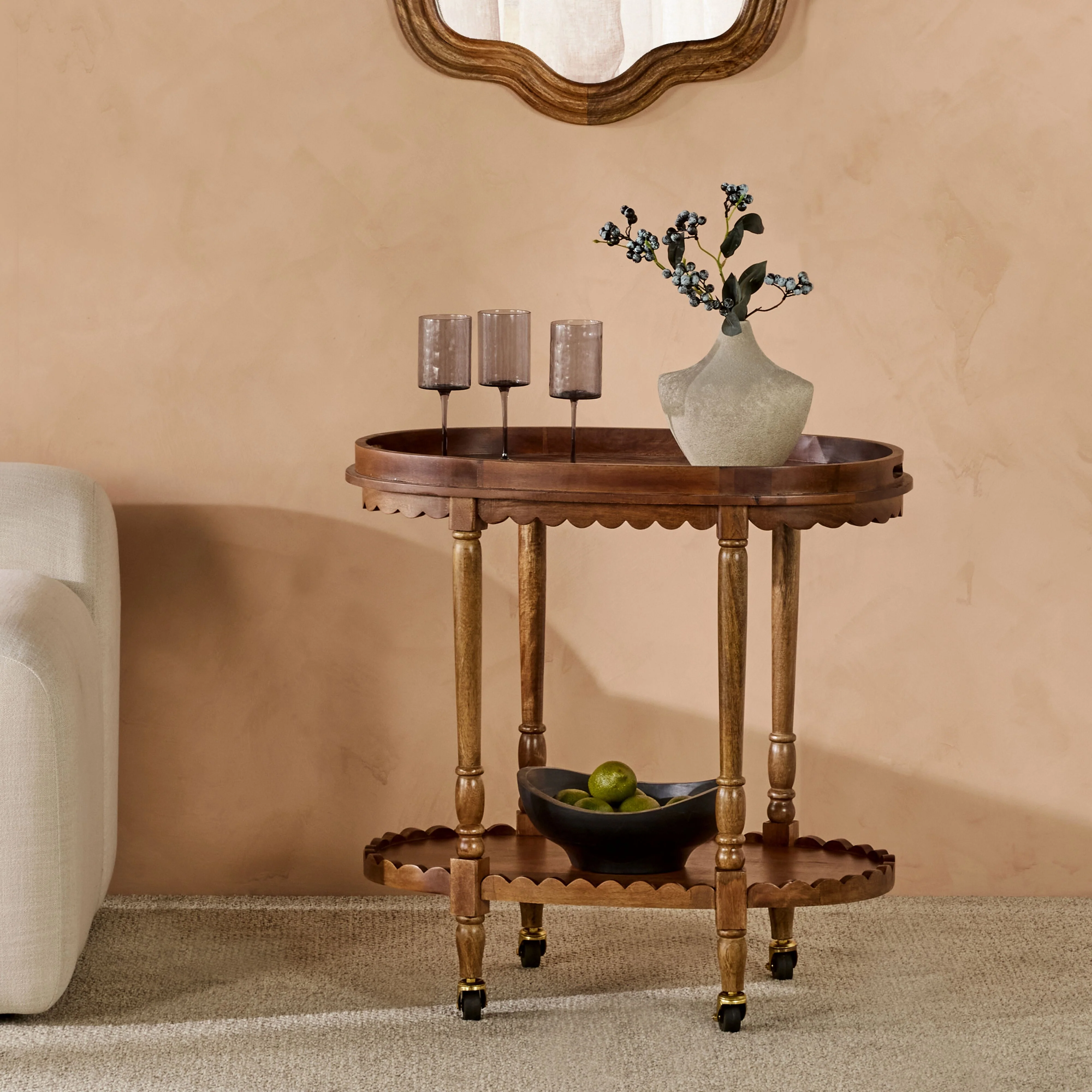 Sati Scalloped Wooden Trolley - Image 7