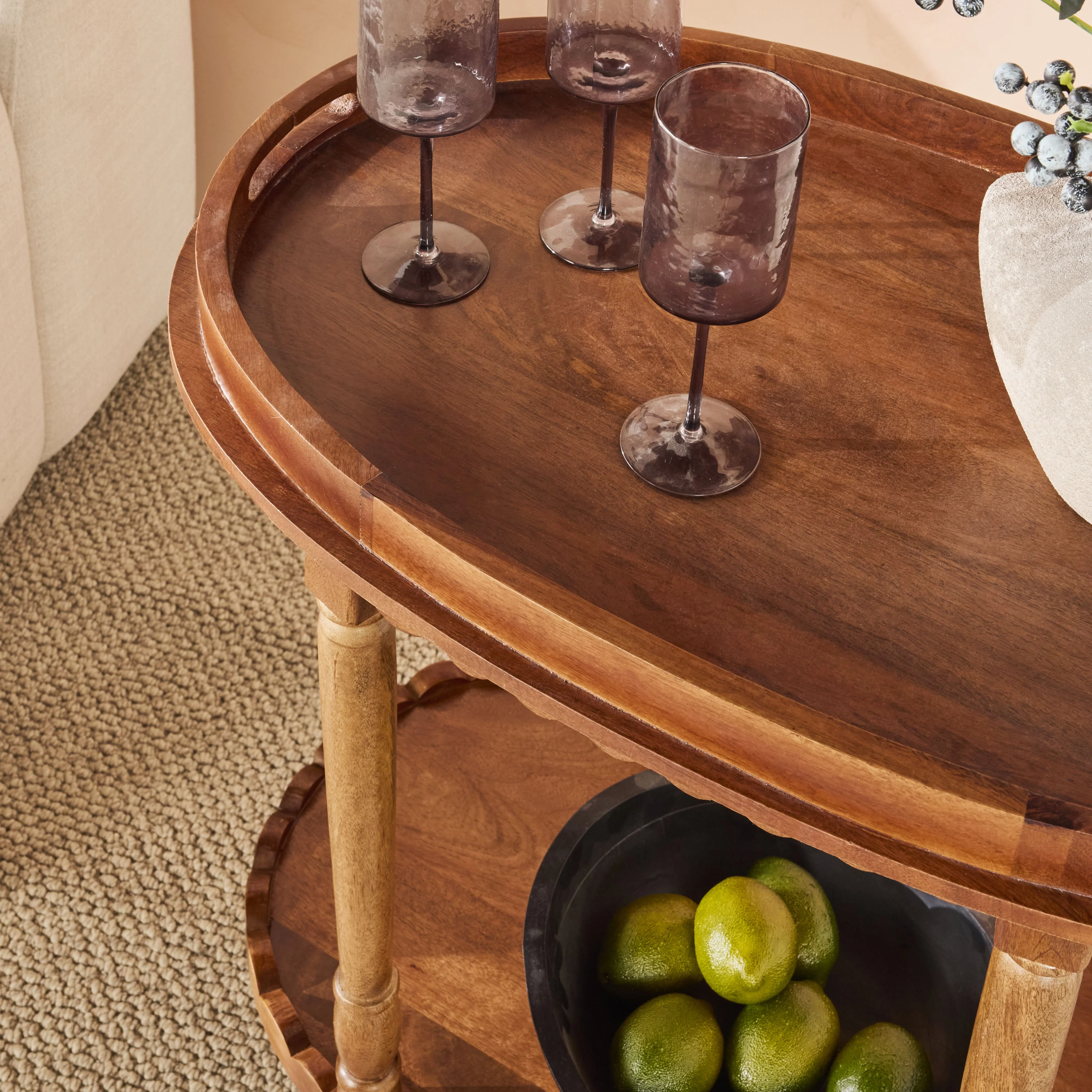 Sati Scalloped Wooden Trolley - Image 8