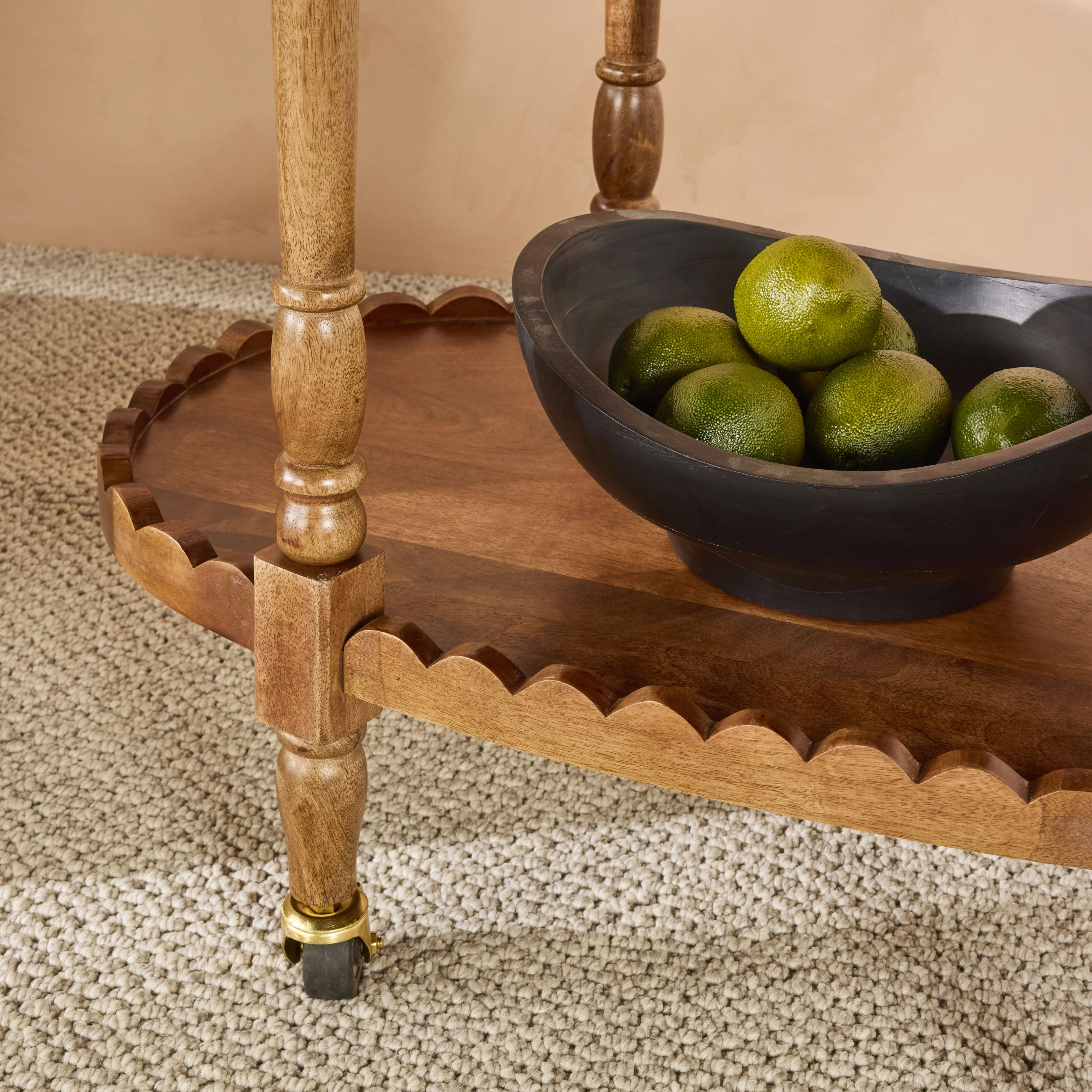 Sati Scalloped Wooden Trolley - Image 9