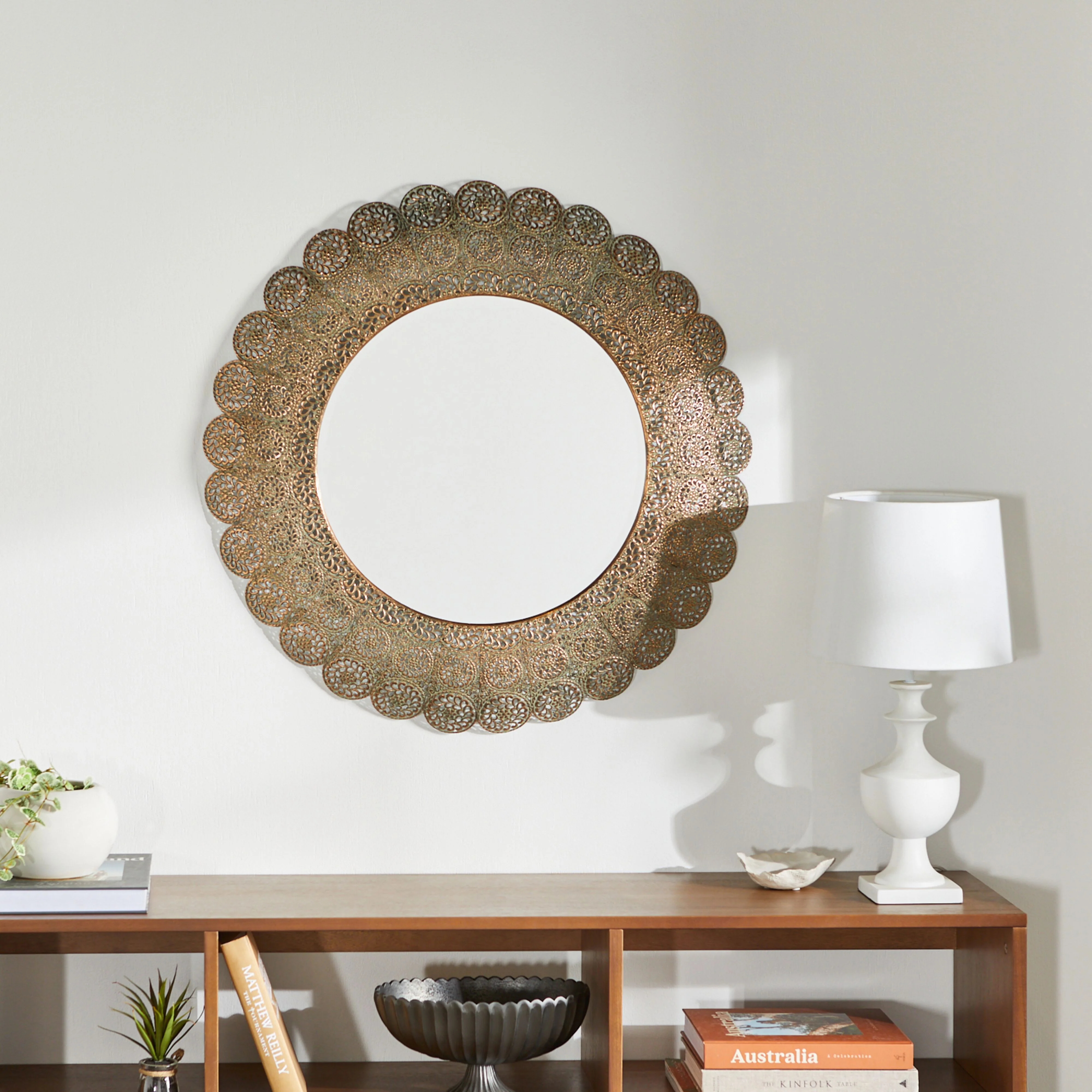 Scalloped Round Metal Mirror 78.5cm - Image 3