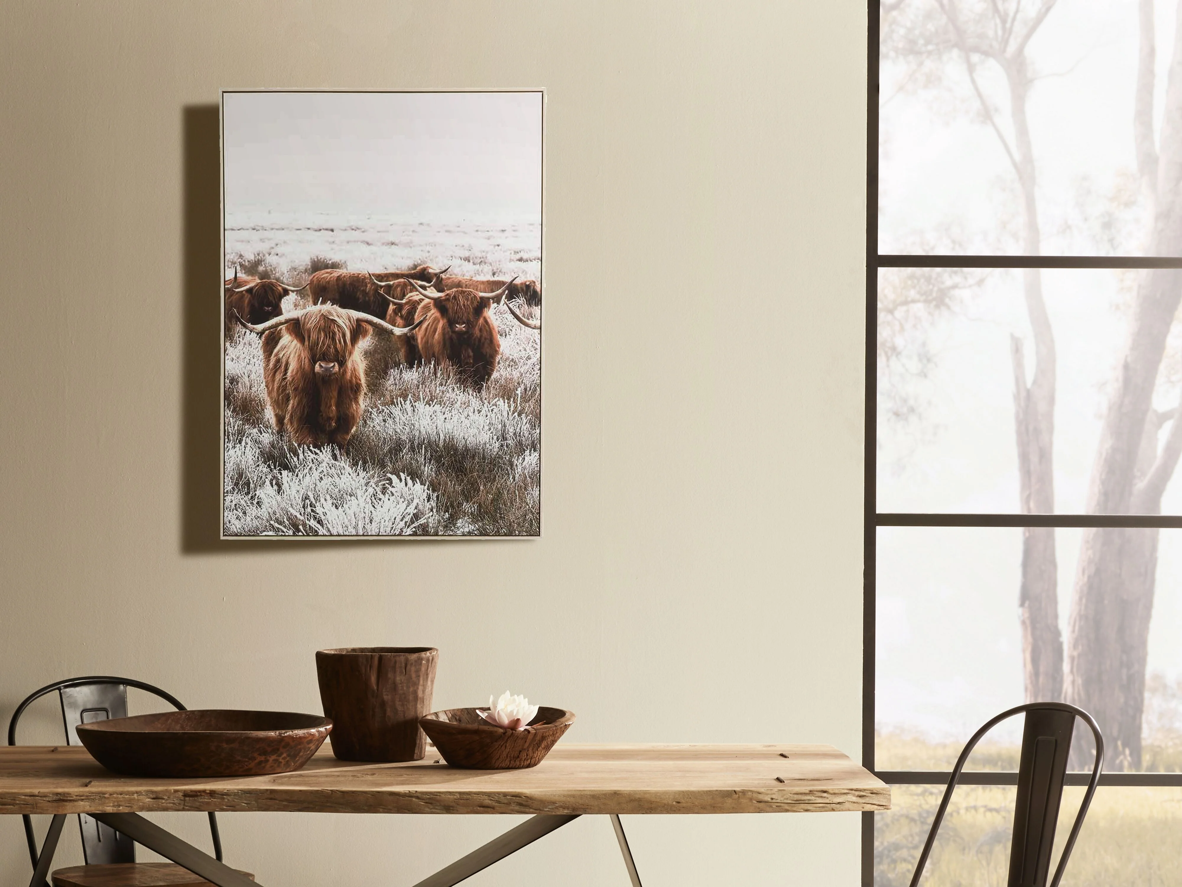 Scottish Highland Cow Herd Framed Print 140x100cm - Image 4