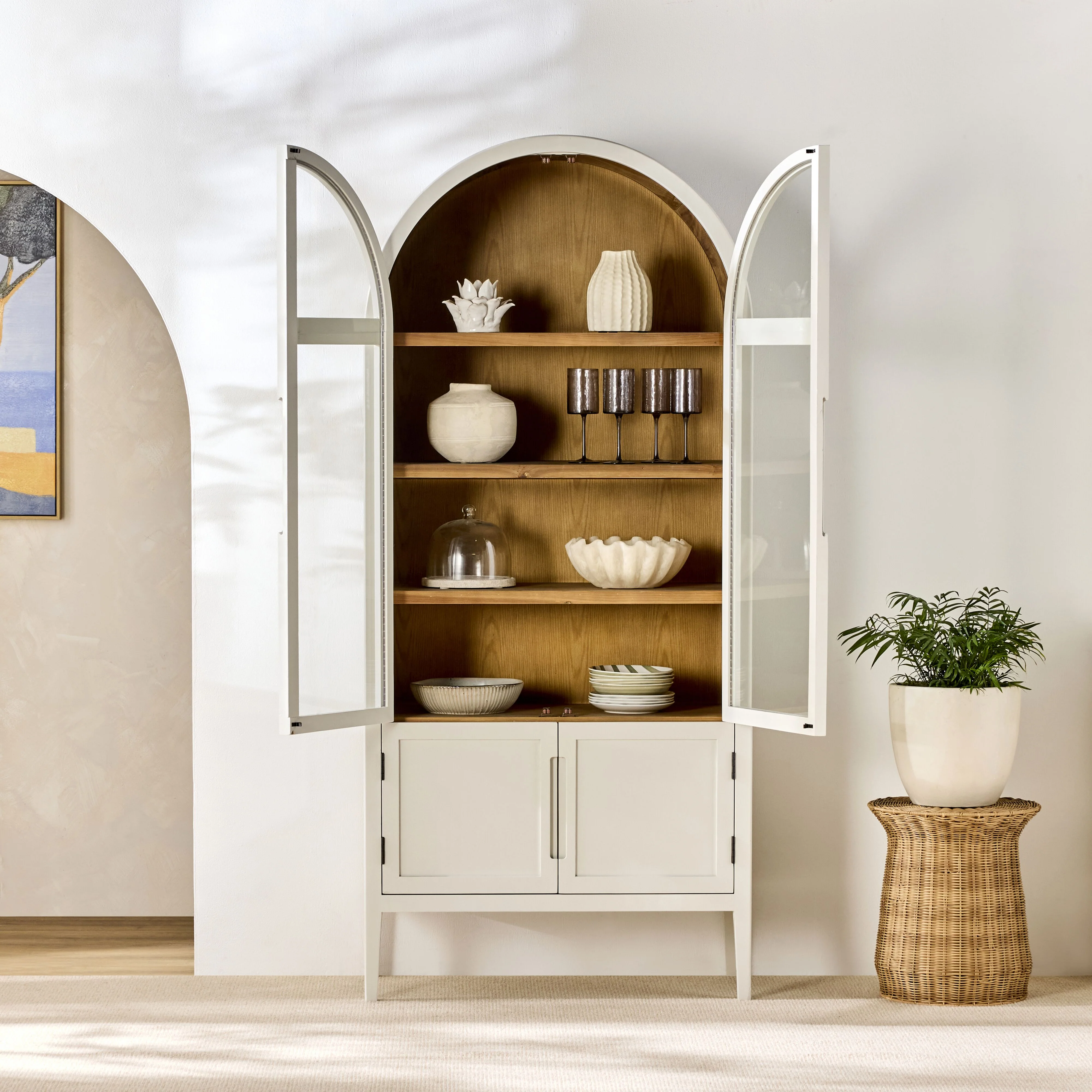 Serene Curved Display Cabinet White - Image 10