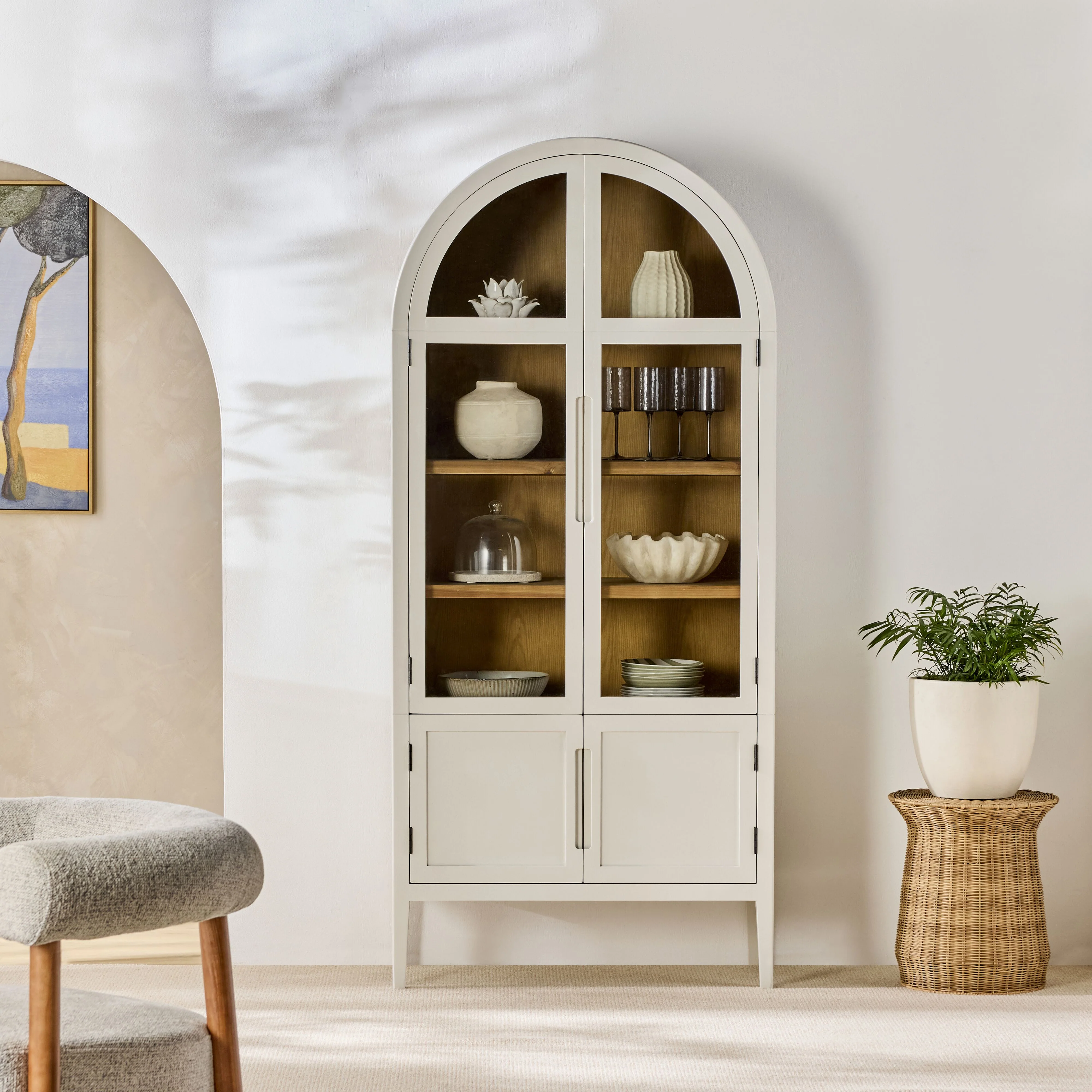 Serene Curved Display Cabinet White - Image 8