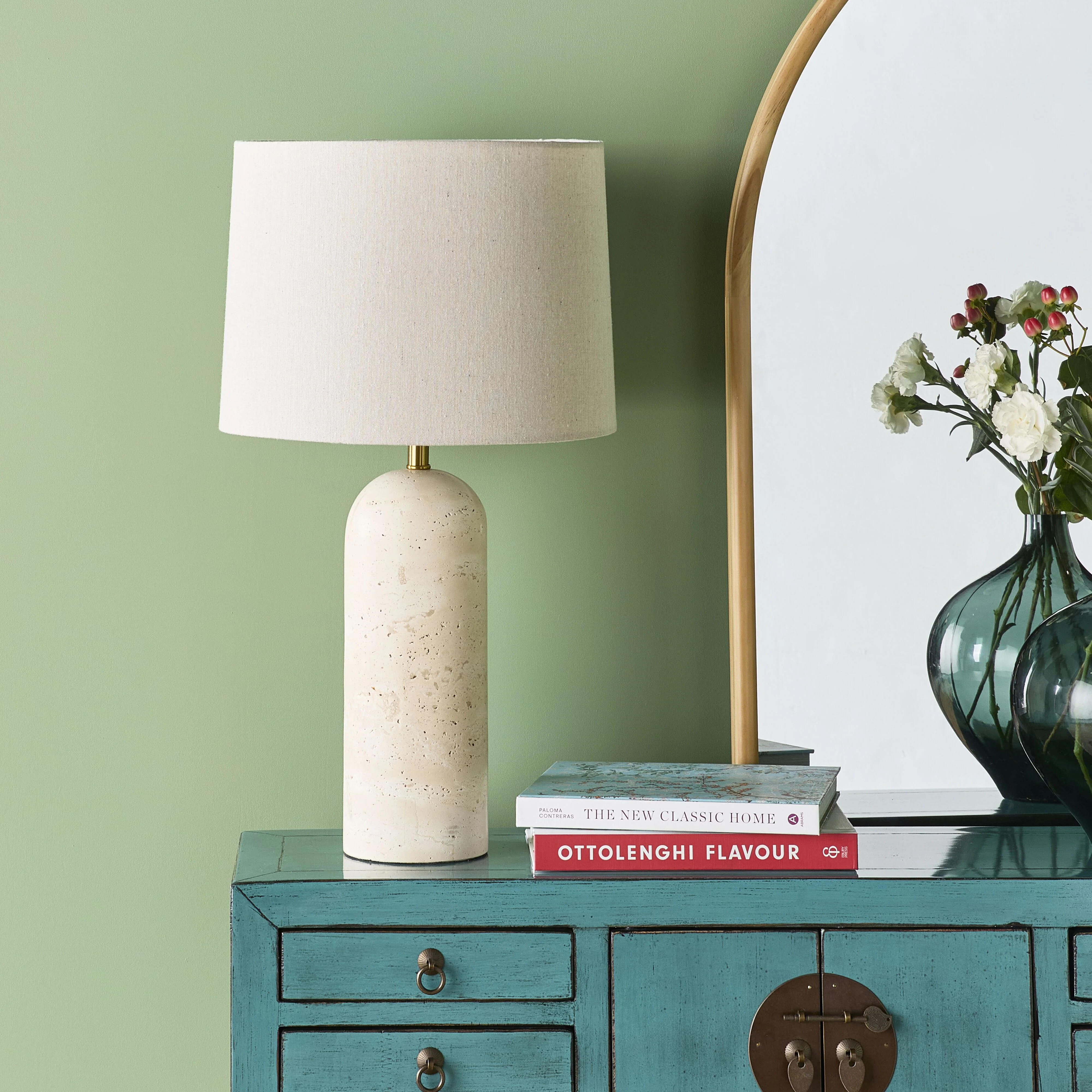 Siena Round Travertine Table Lamp 61cm - Image 6