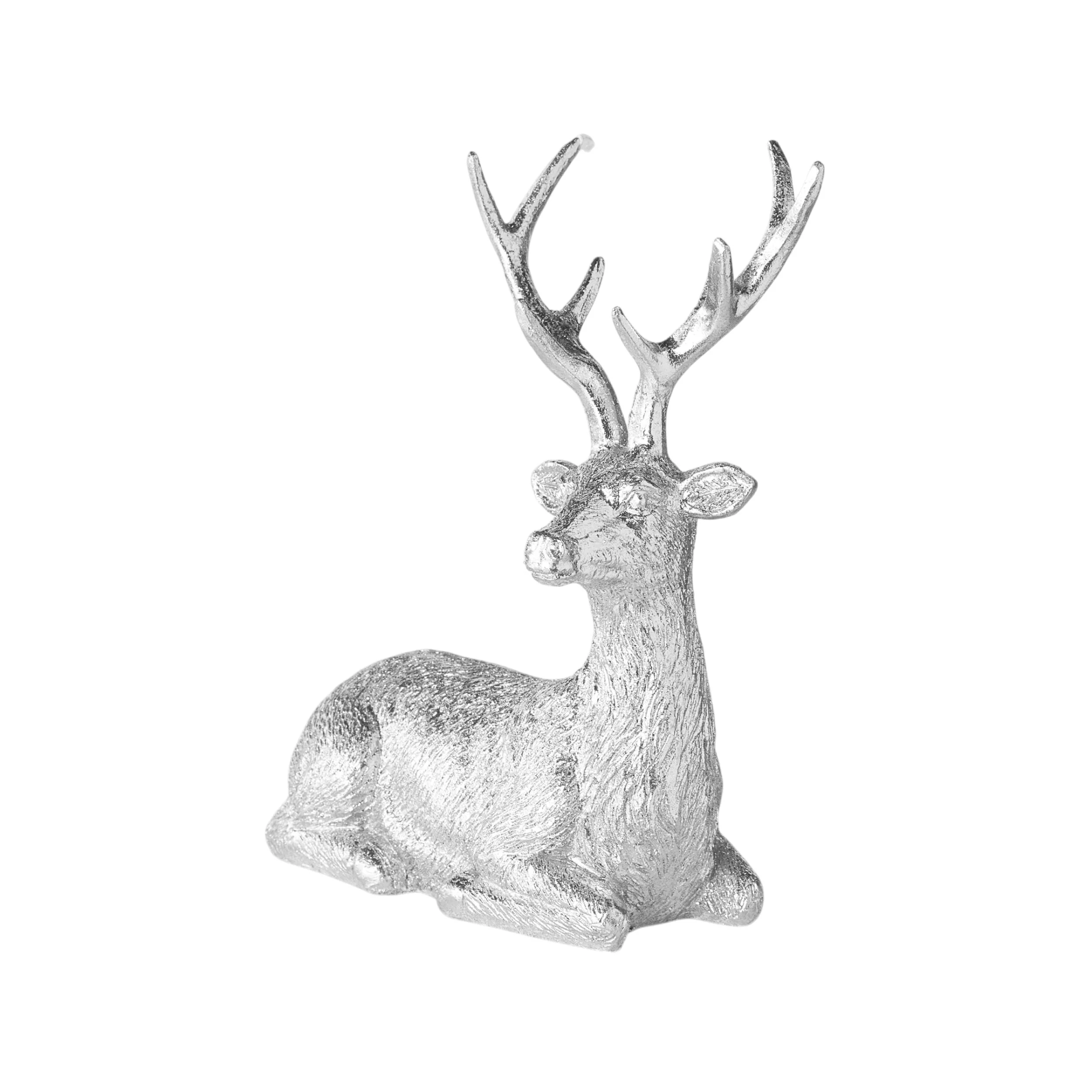 Sitting Deer Statue Silver 16x8x18cm - Image 2