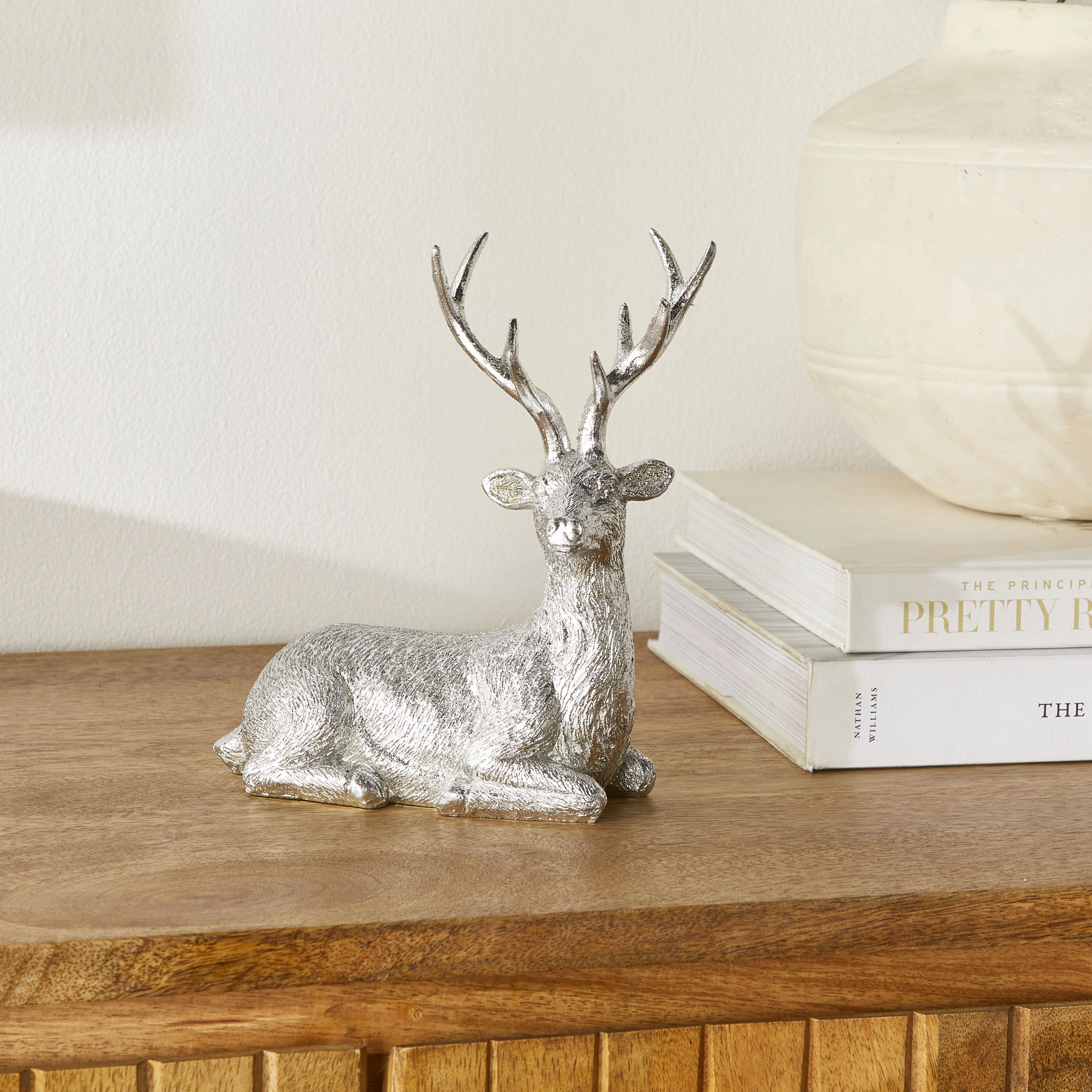 Sitting Deer Statue Silver 16x8x18cm - Image 5