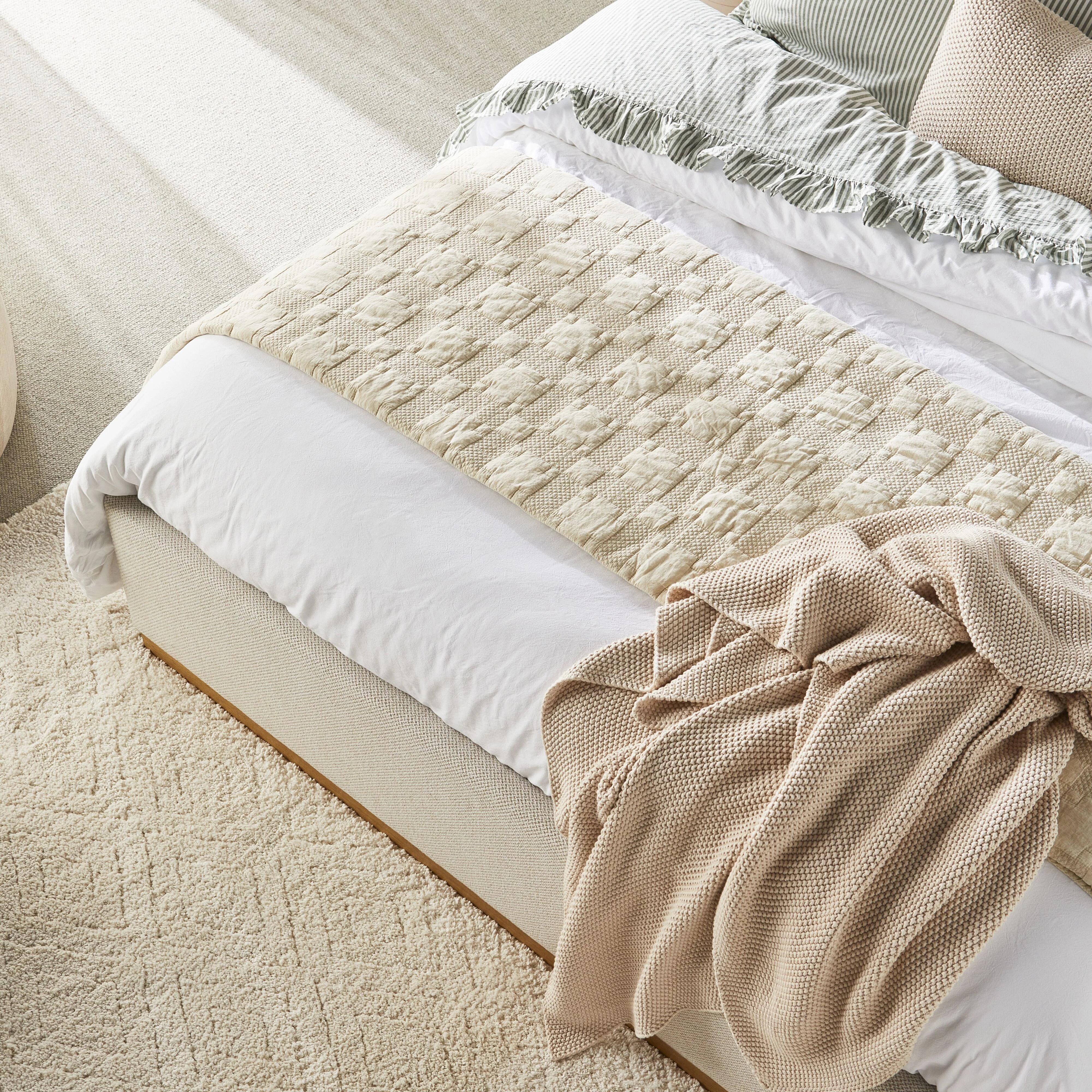 Soho Soft Washed Voile Quilted Coverlet Sand 220x240cm - Image 6