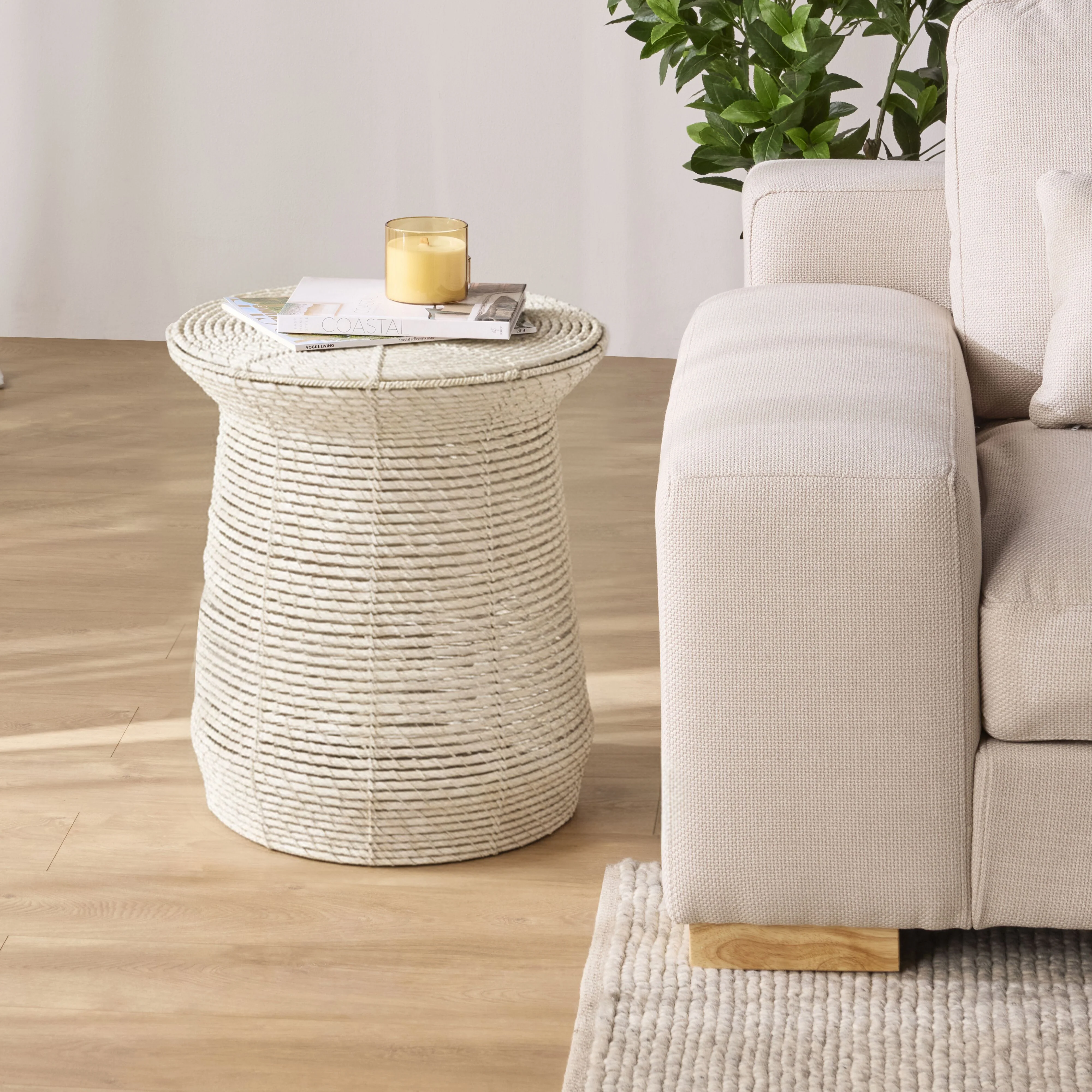 Solana Woven Side Table White Wash - Image 4