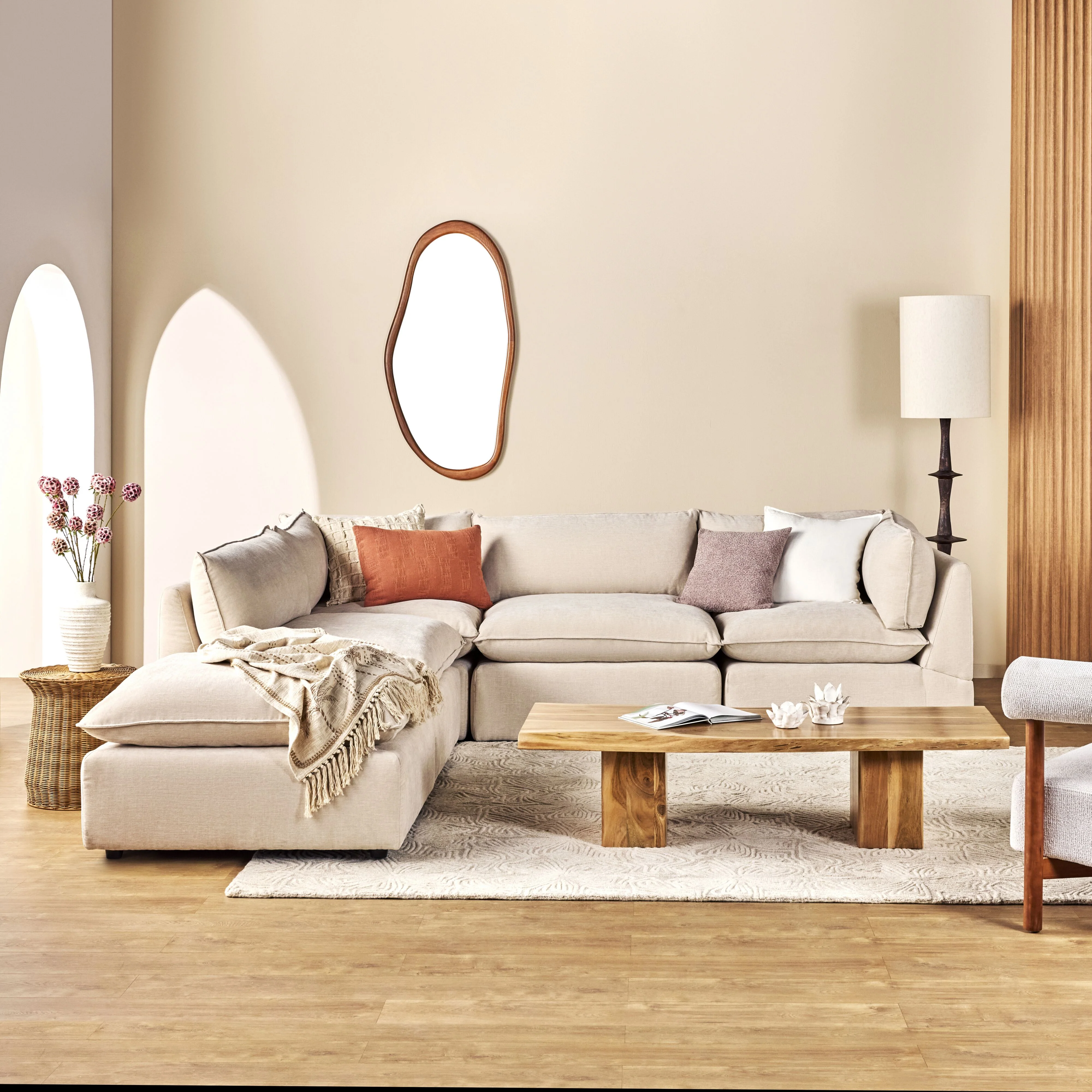 Sora Corner Sofa Ivory - Image 9