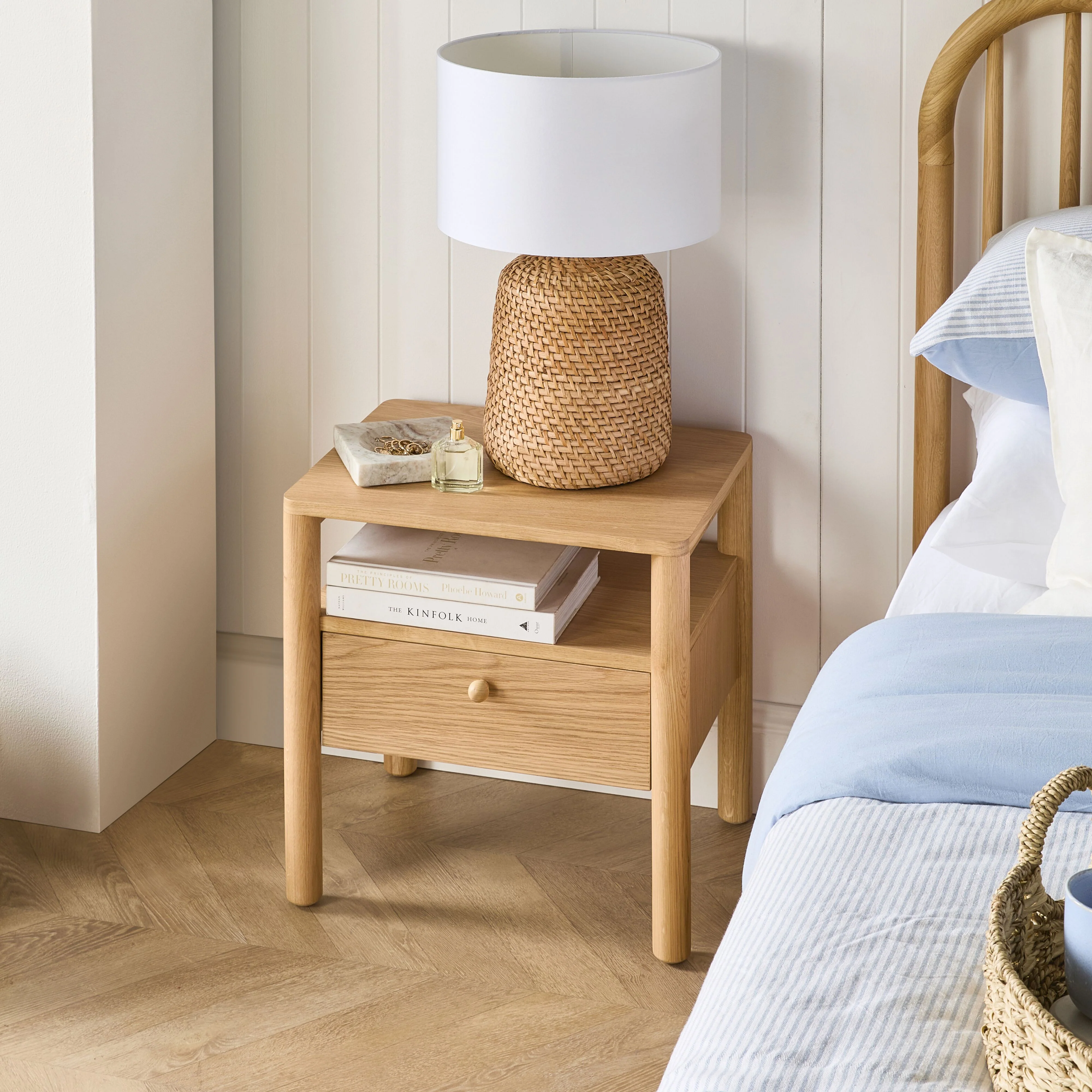 Spintara 1 Drawer Bedside Table Light Oak - Image 11