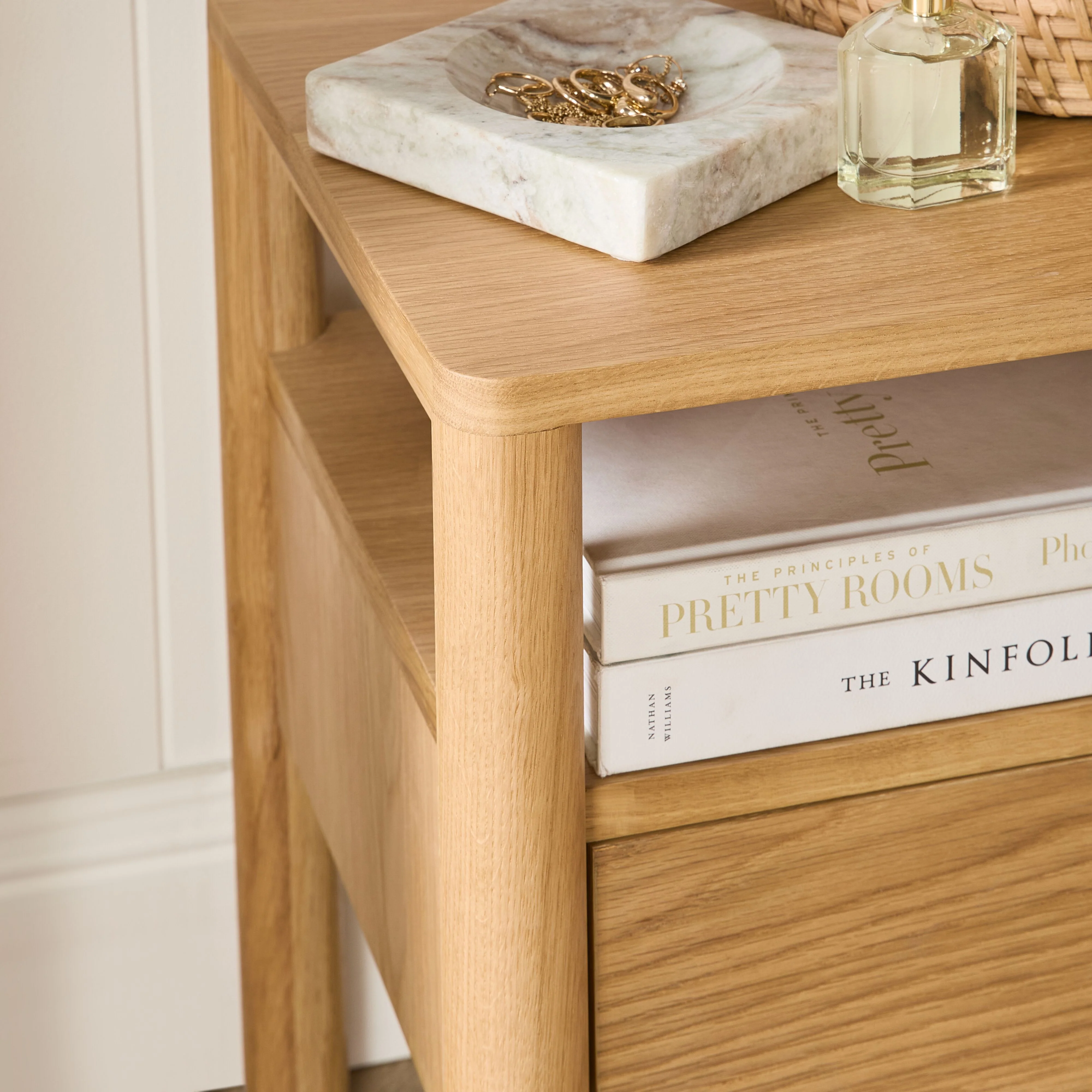 Spintara 1 Drawer Bedside Table Light Oak - Image 12