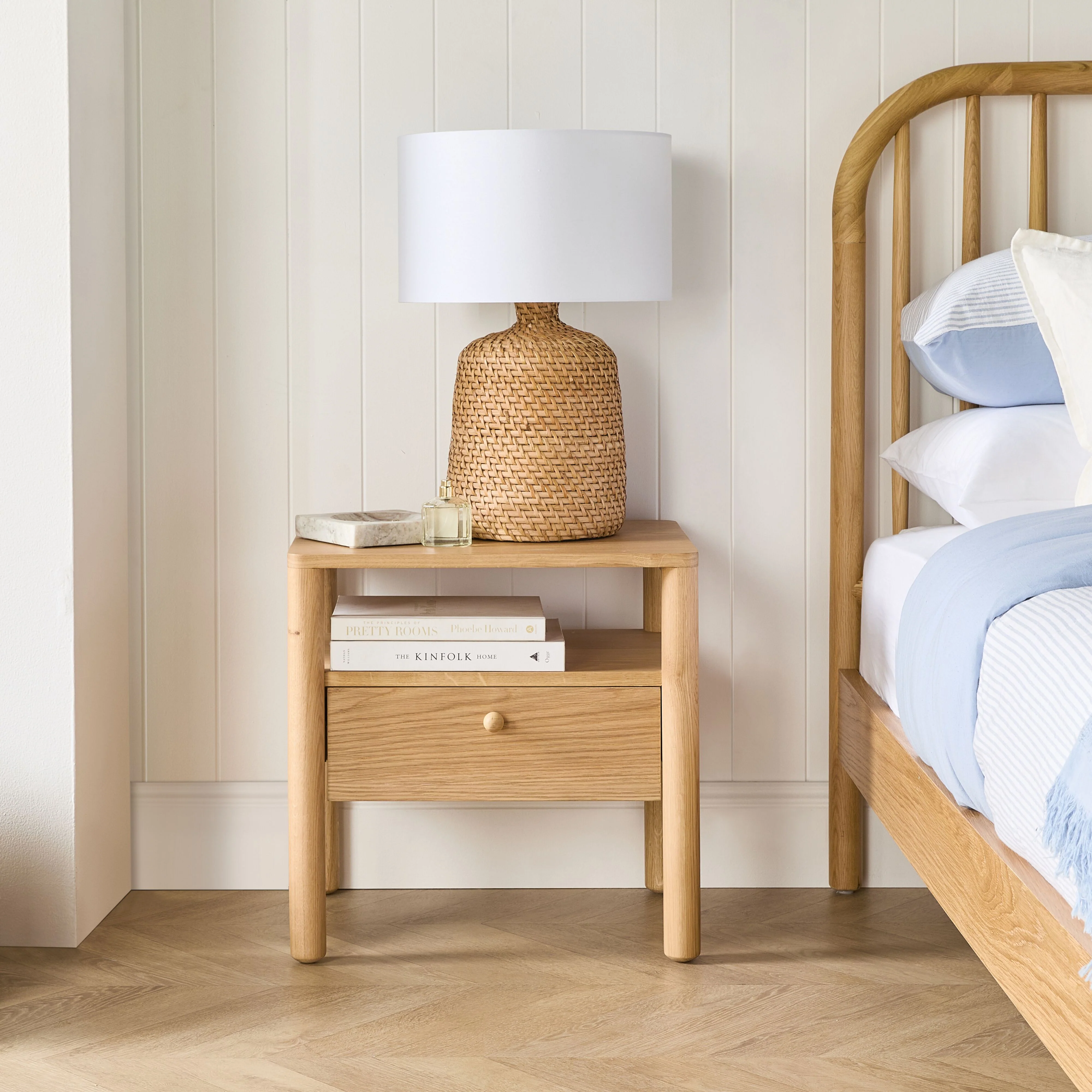 Spintara 1 Drawer Bedside Table Light Oak - Image 8