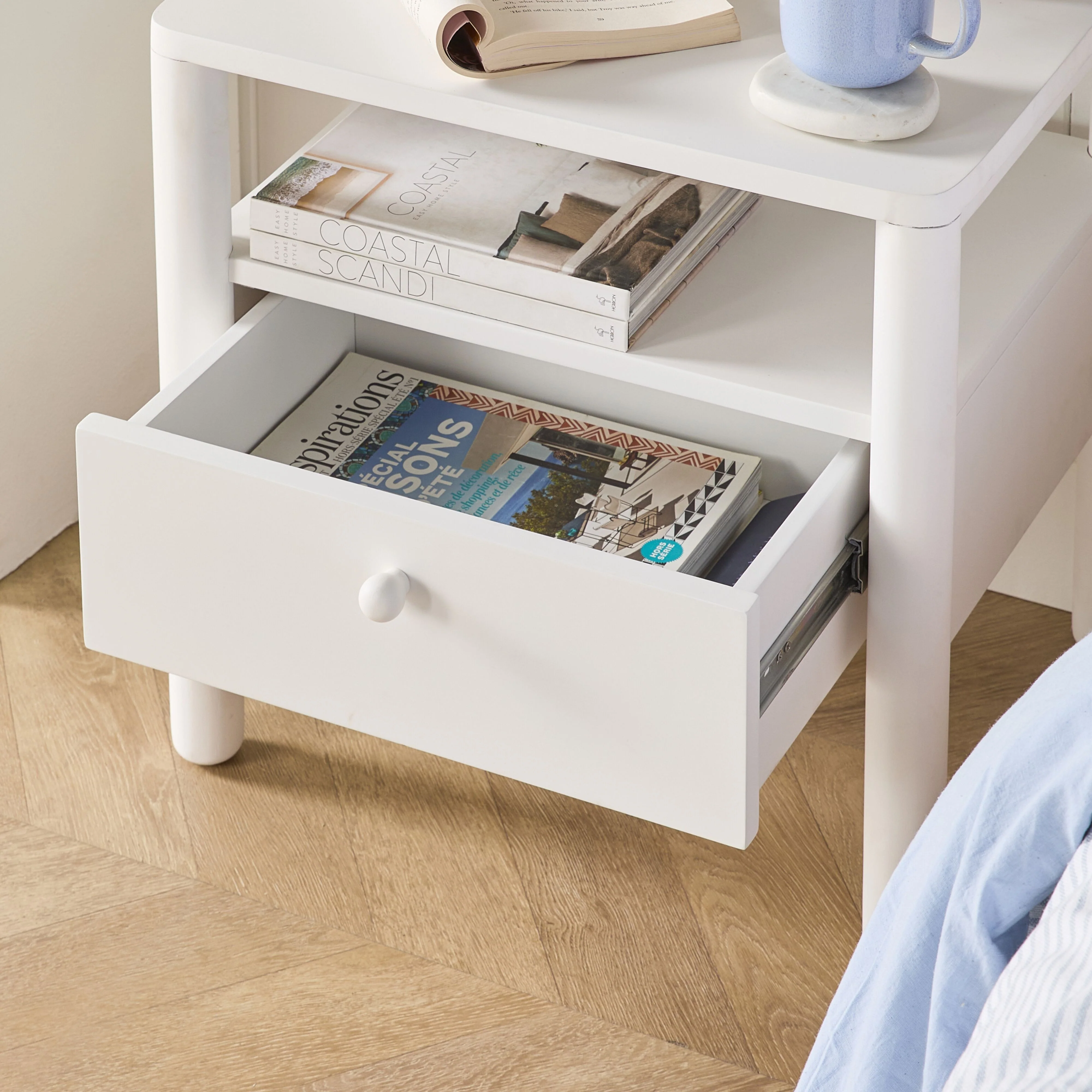 Spintara 1 Drawer Bedside Table White - Image 10