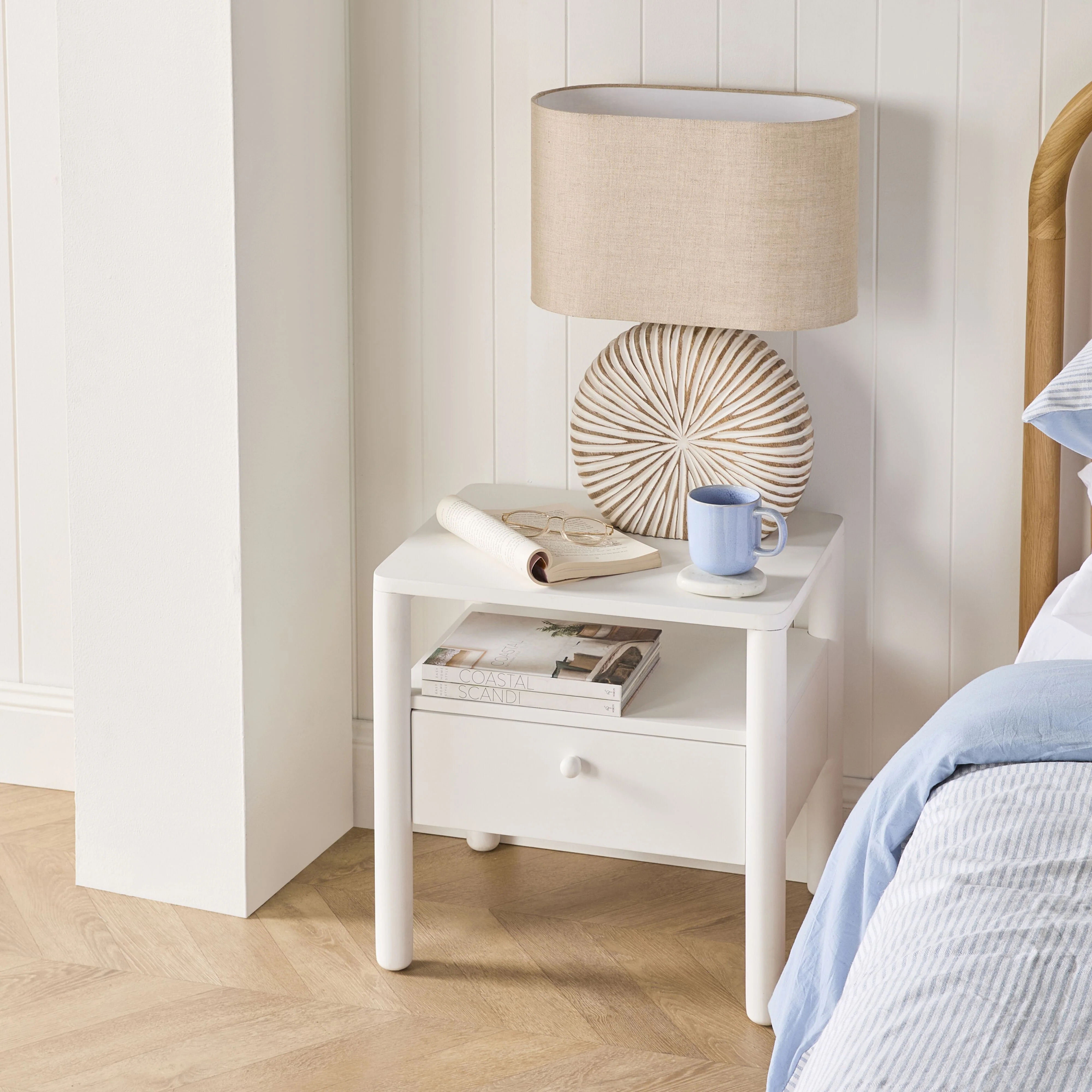 Spintara 1 Drawer Bedside Table White - Image 7