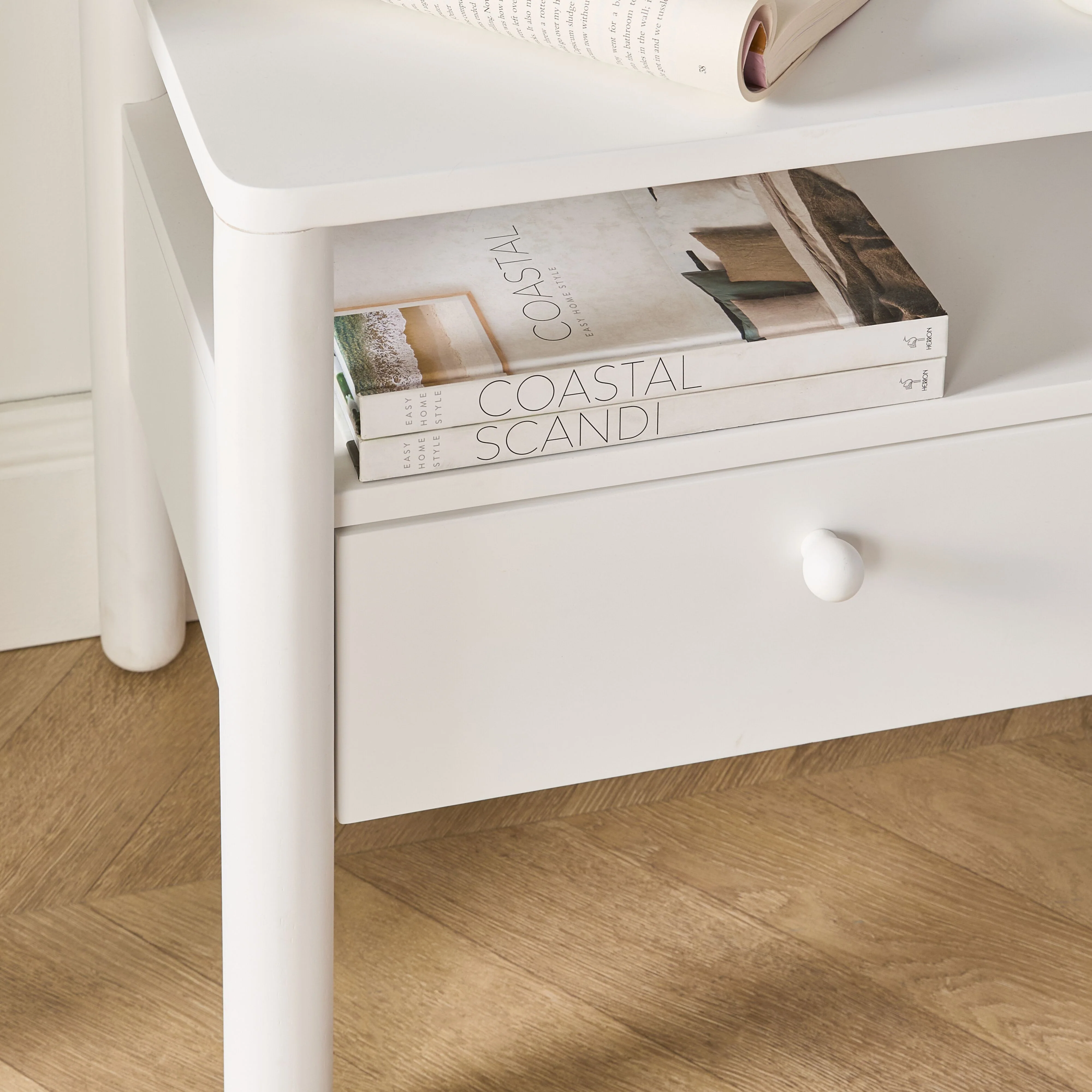 Spintara 1 Drawer Bedside Table White - Image 8