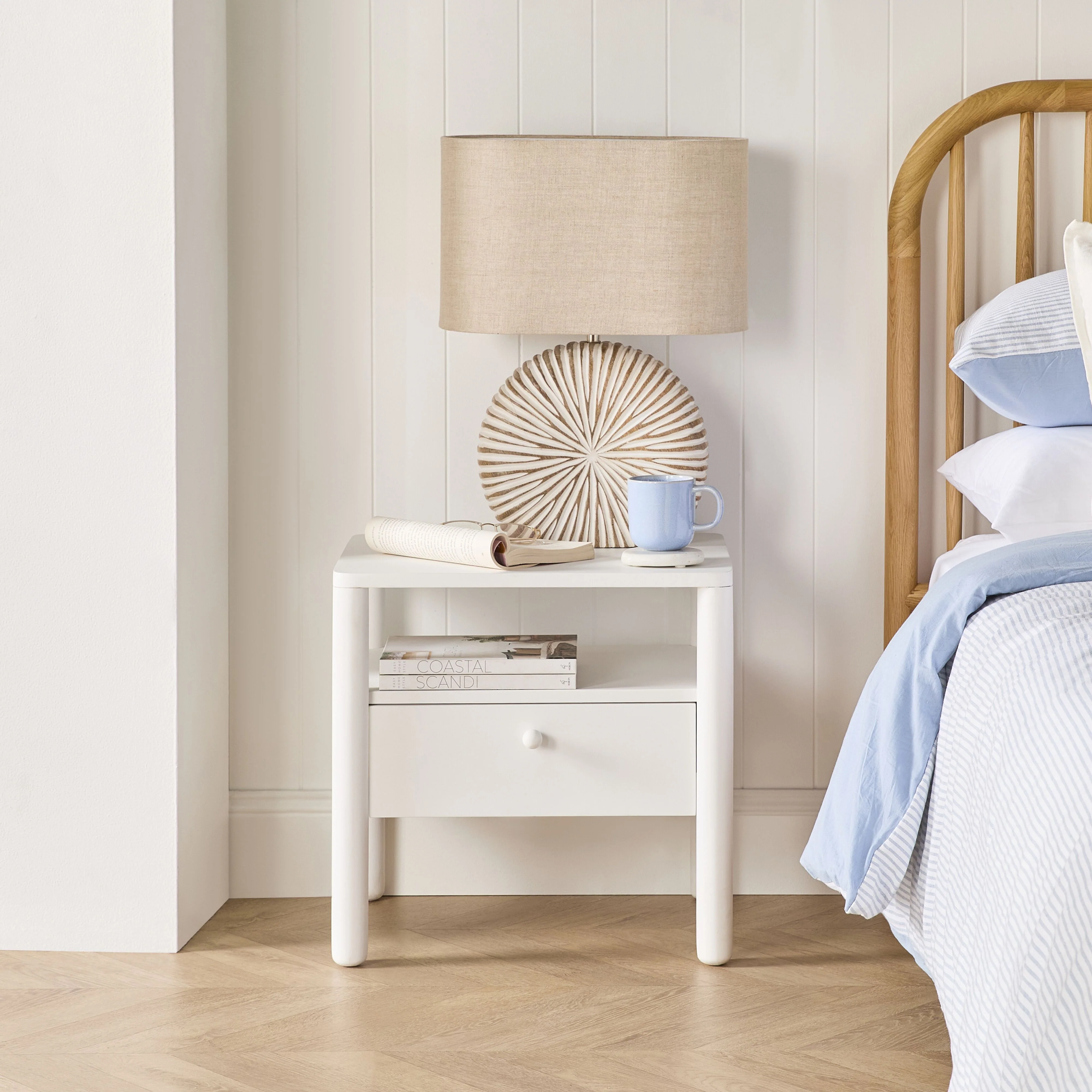 Spintara 1 Drawer Bedside Table White - Image 9