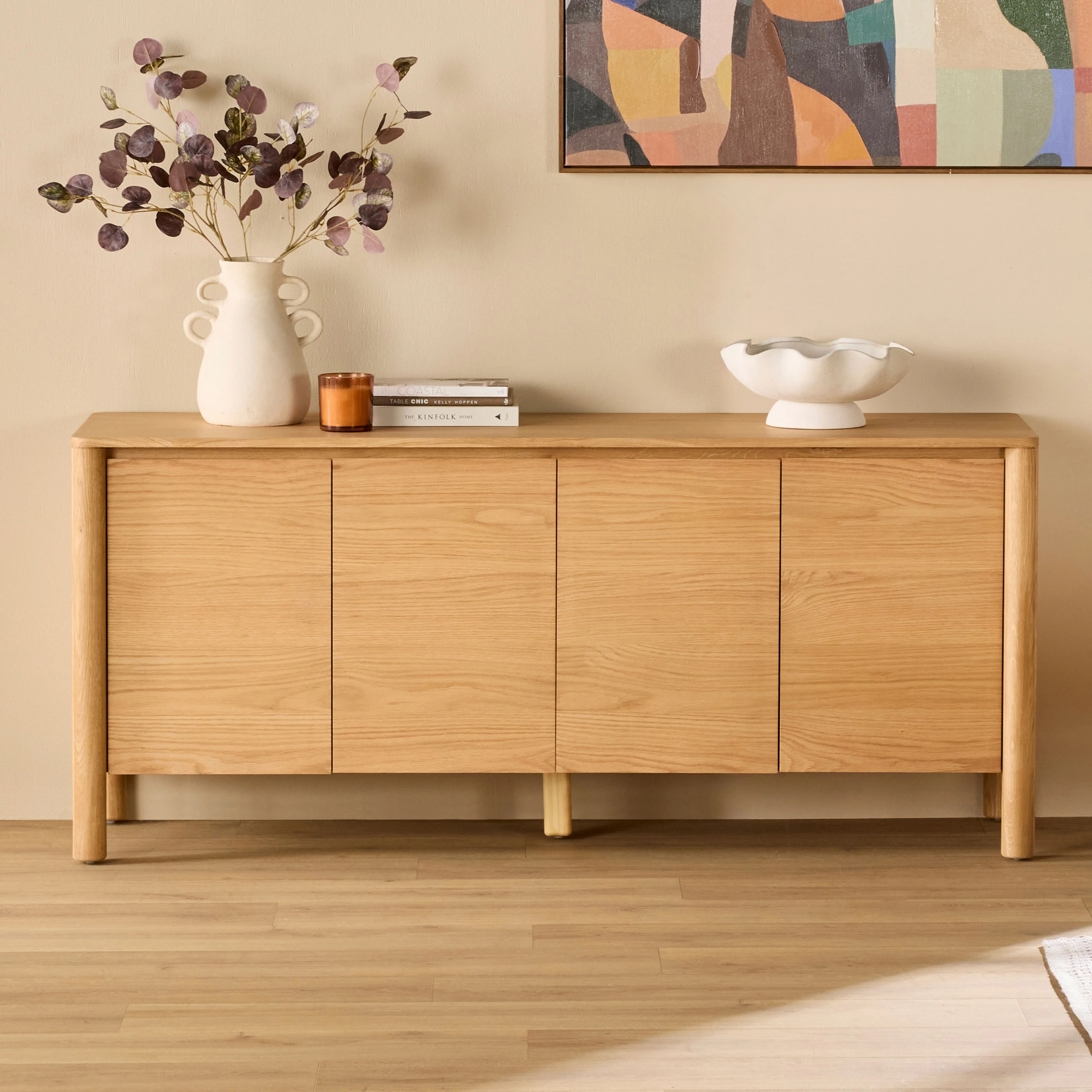 Spintara 4 Door Sideboard Light Oak - Image 8