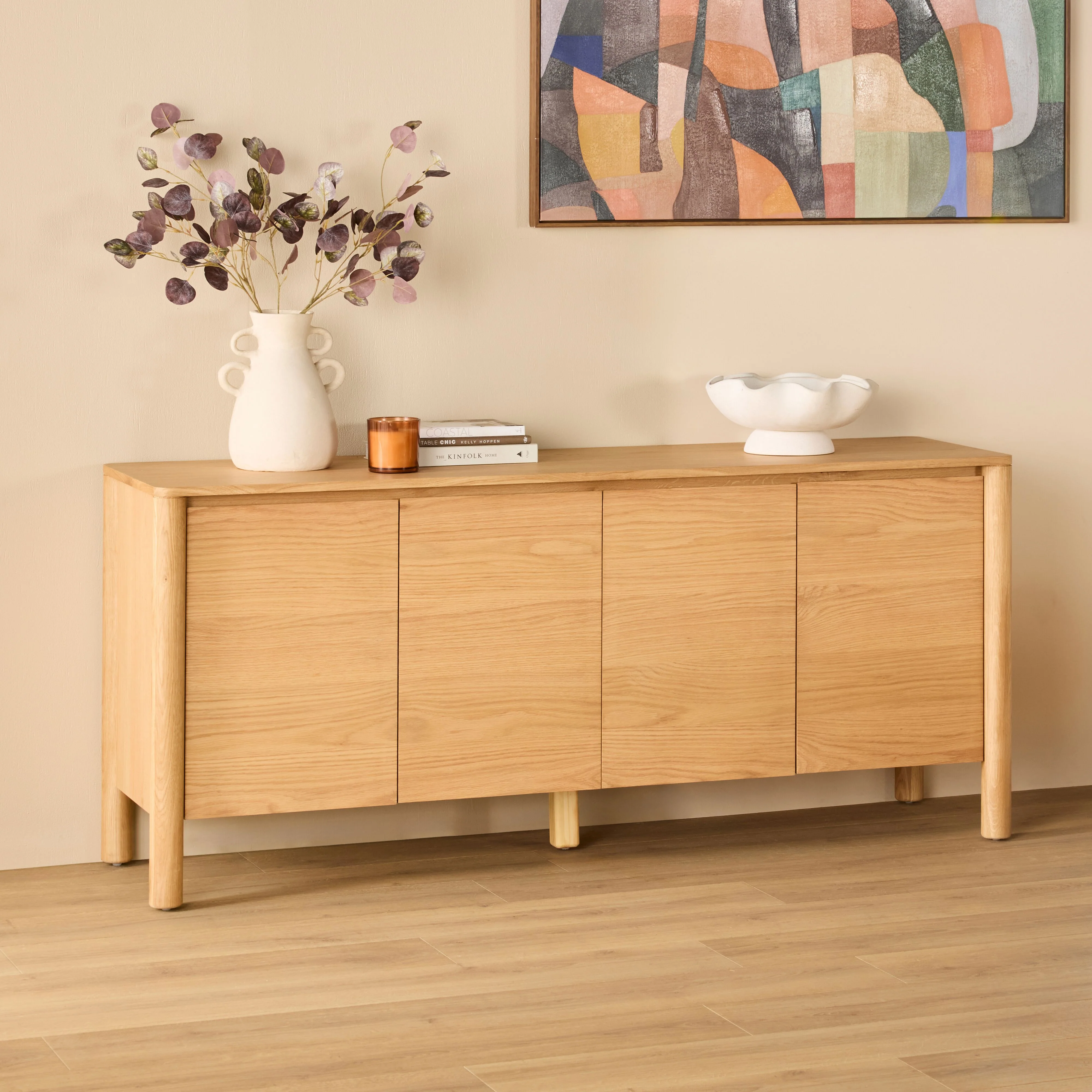 Spintara 4 Door Sideboard Light Oak - Image 9