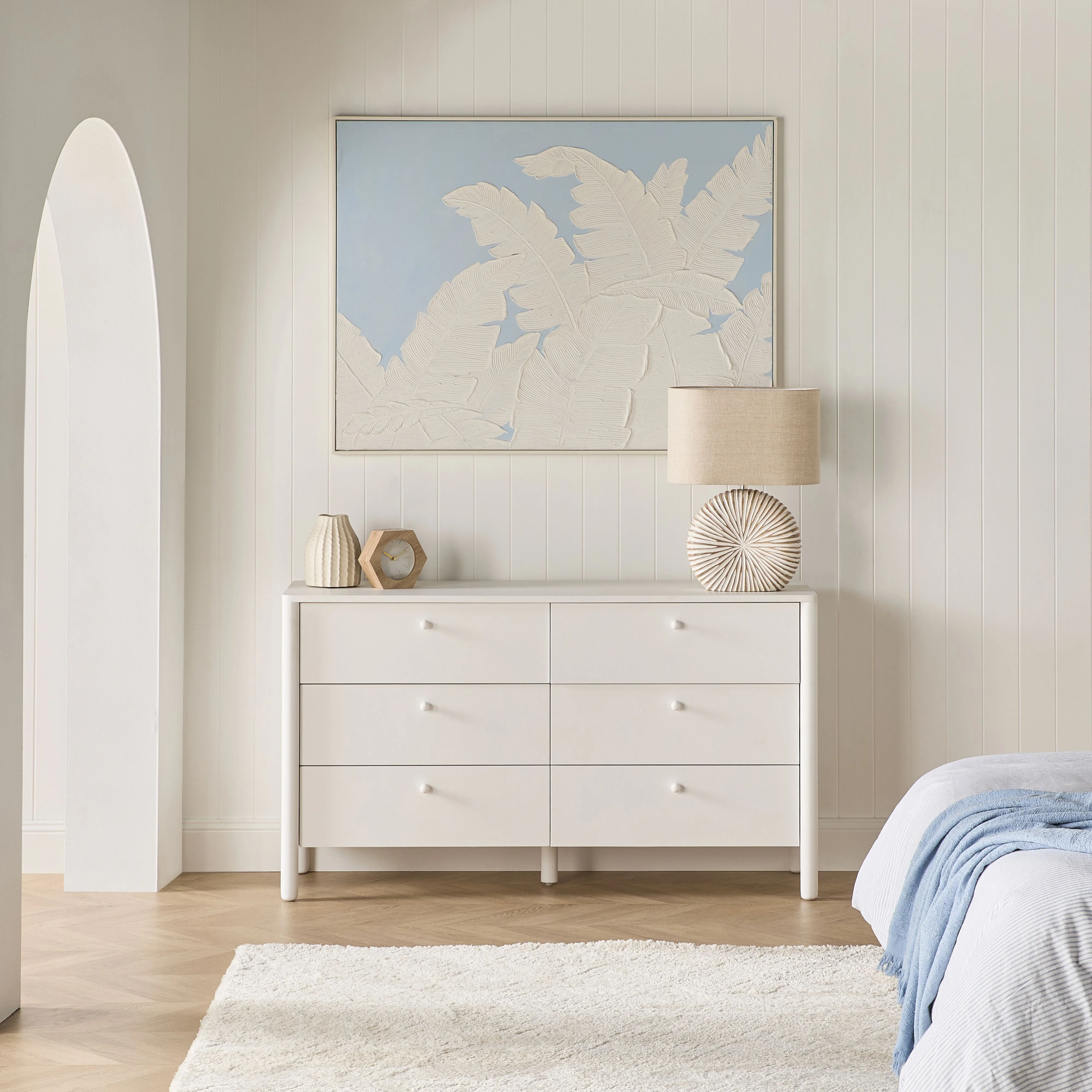 Spintara 6 Drawer Low Chest White - Image 7