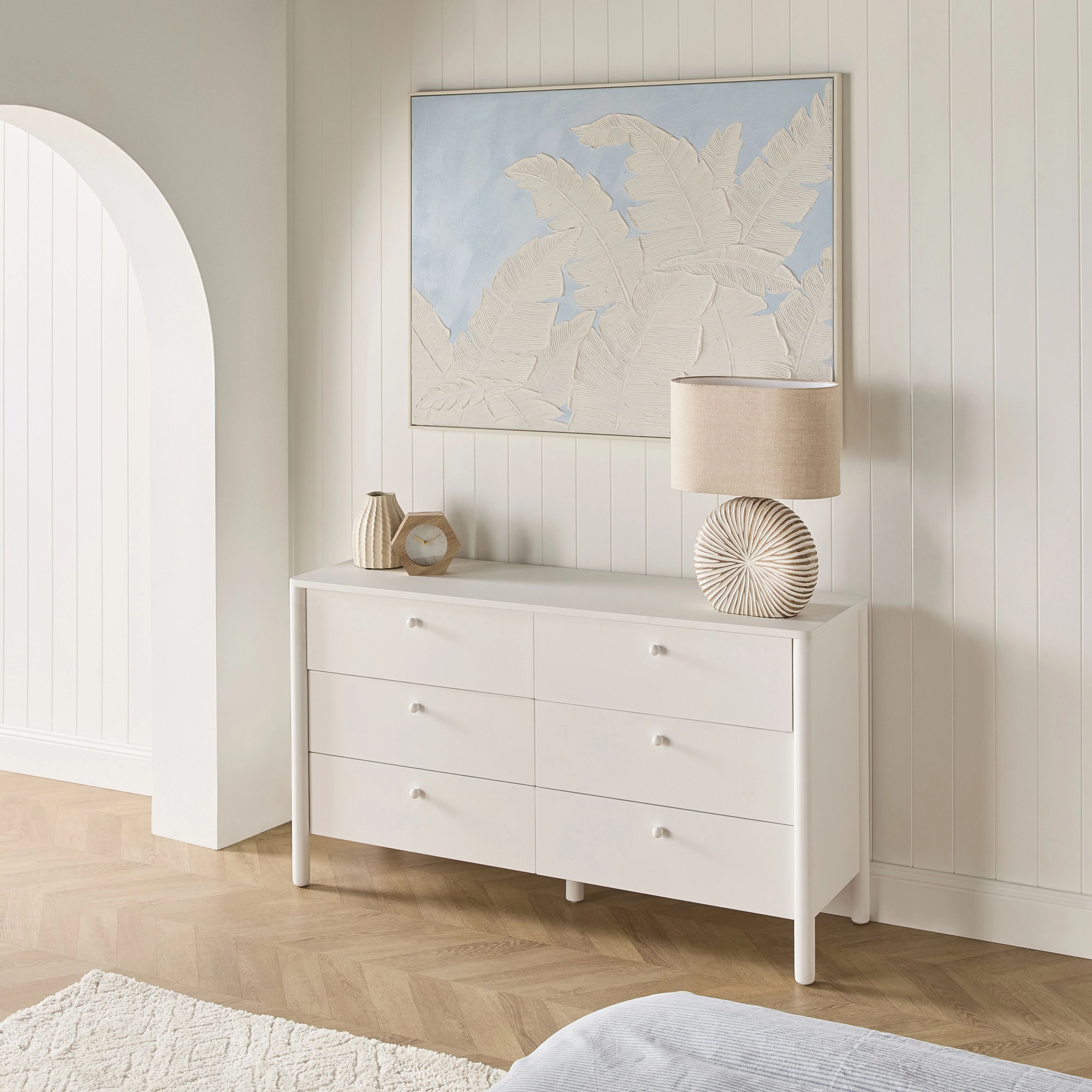Spintara 6 Drawer Low Chest White - Image 8