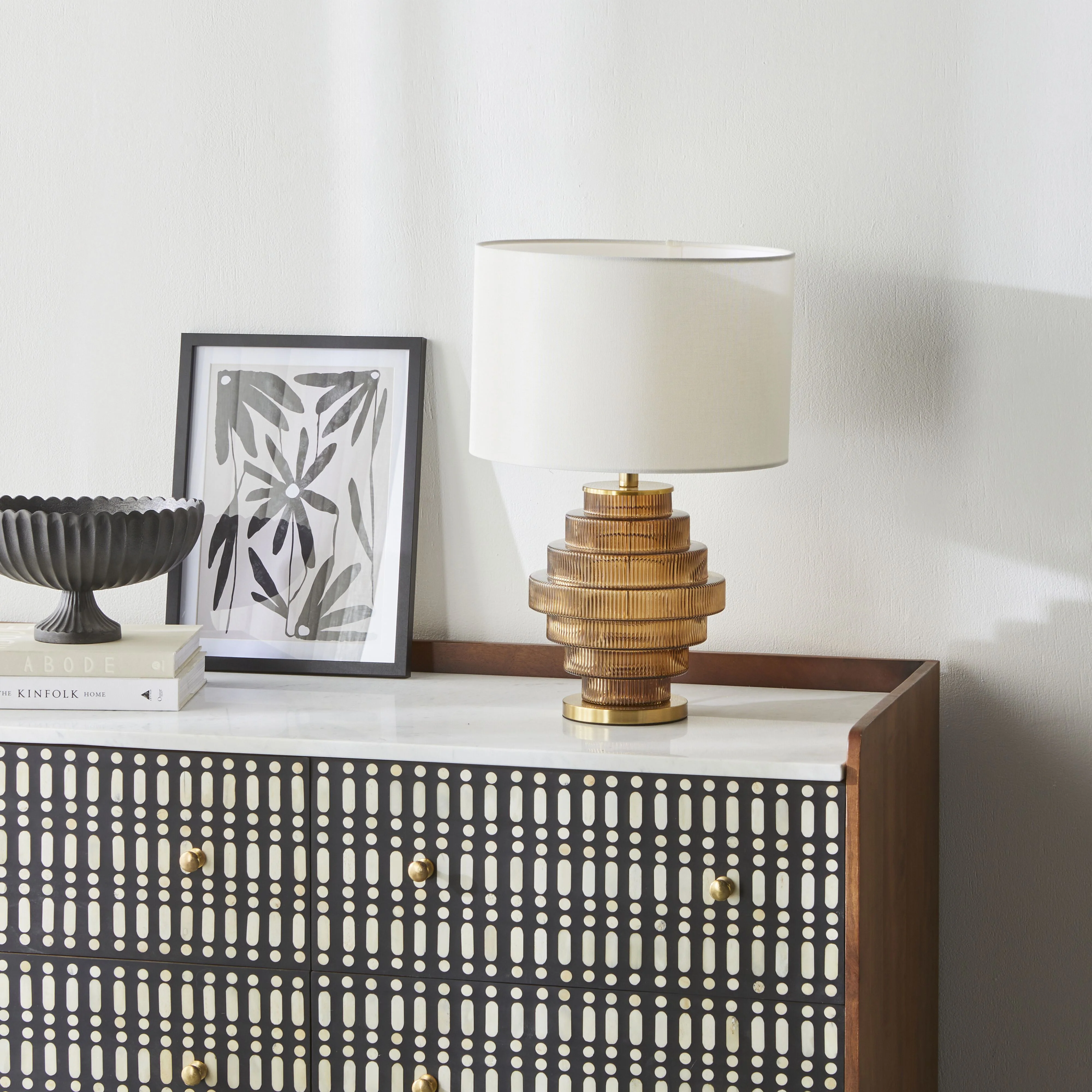 Stanthorpe Glass Table Lamp Amber 55cm - Image 3