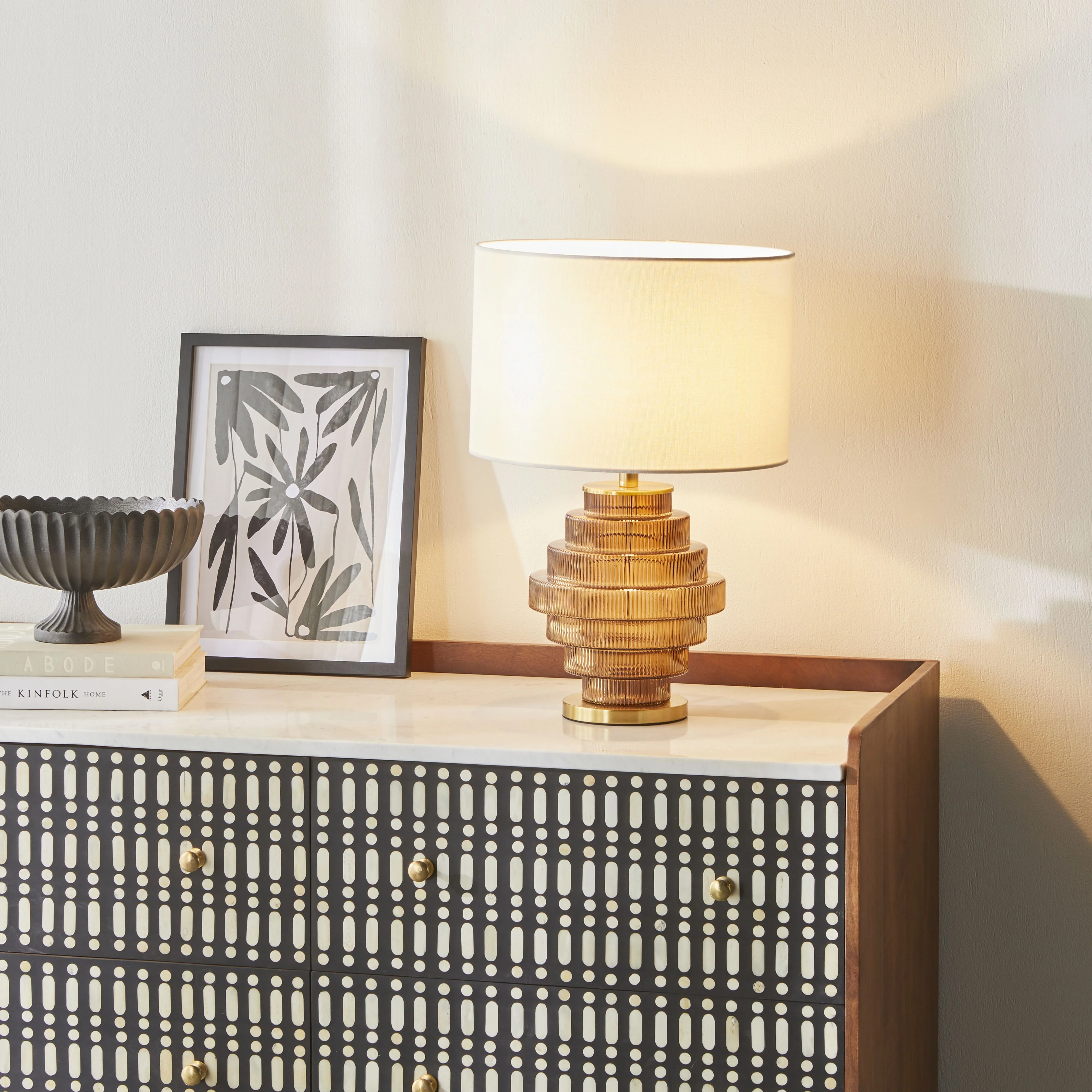 Stanthorpe Glass Table Lamp Amber 55cm - Image 4