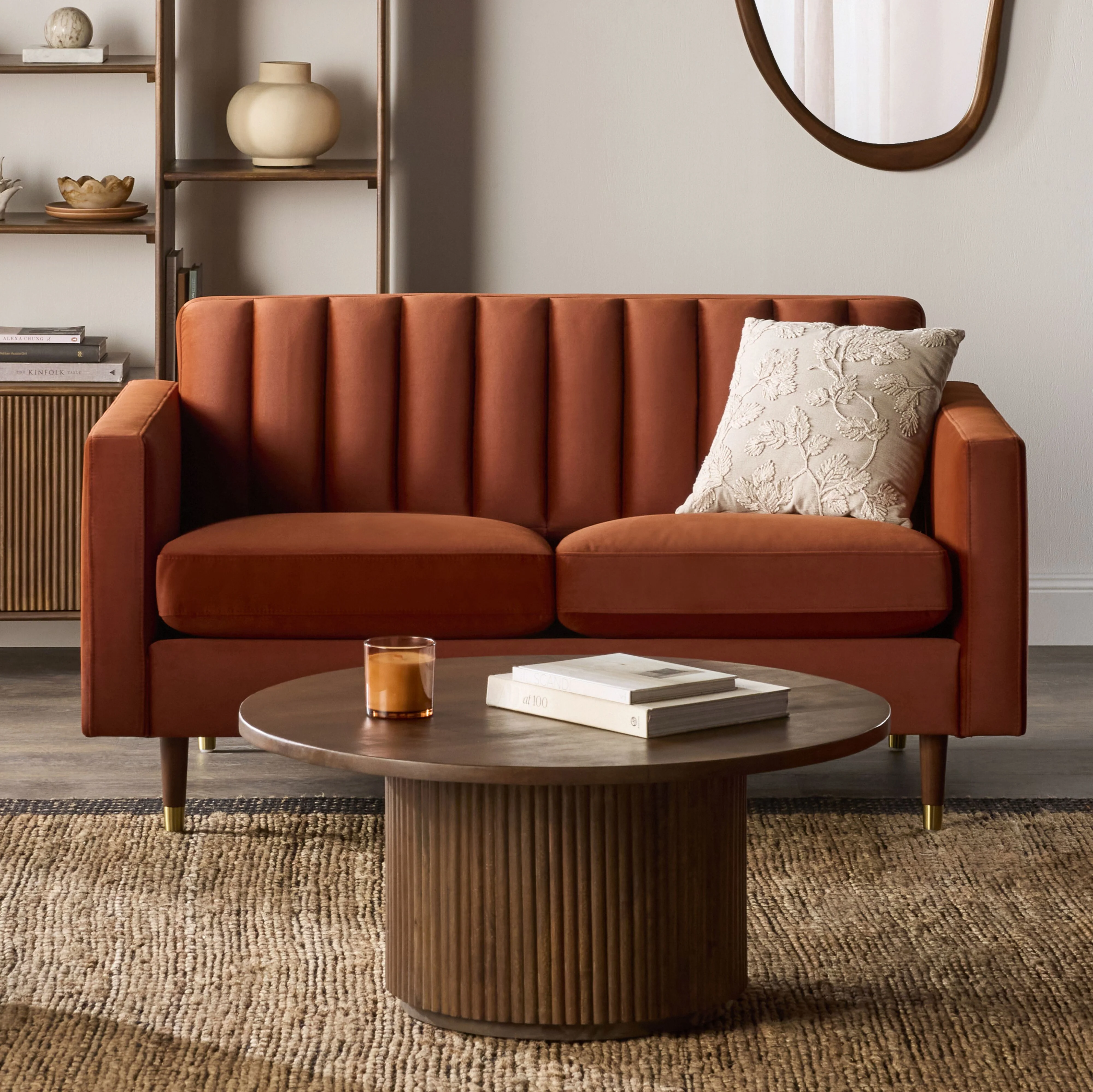 Stitch 2 Seater Velvet Sofa Copper - Image 7