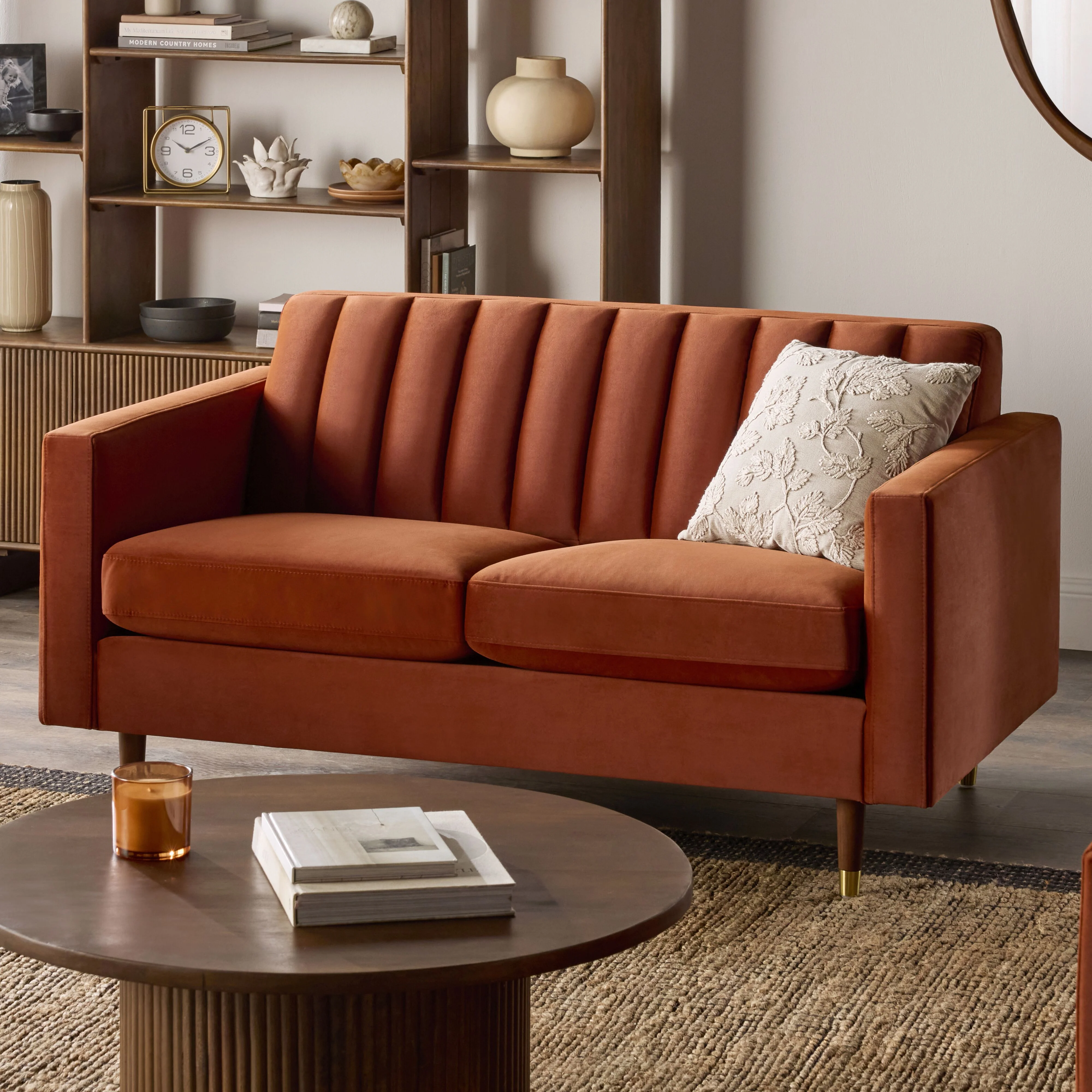Stitch 2 Seater Velvet Sofa Copper - Image 8