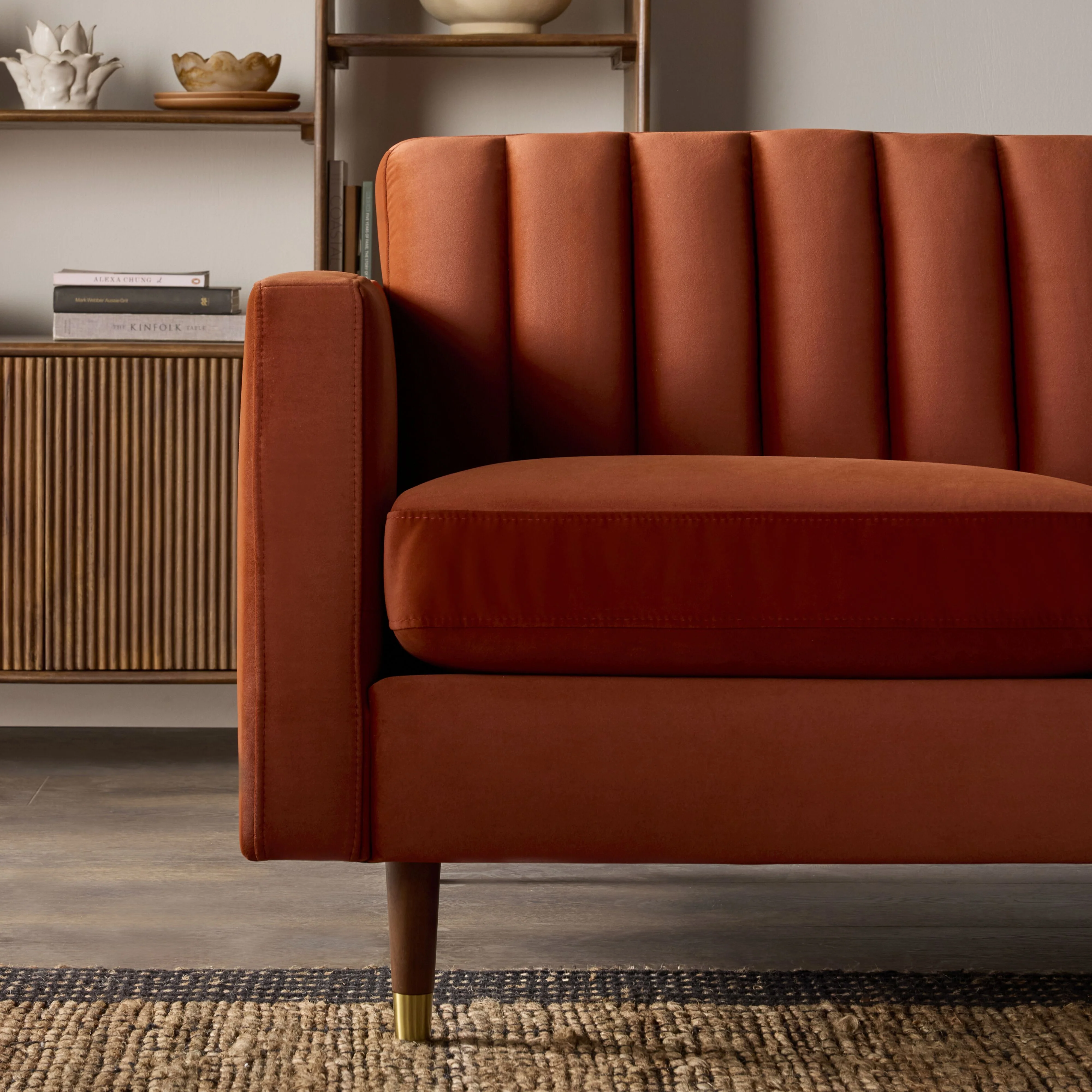 Stitch 2 Seater Velvet Sofa Copper - Image 9