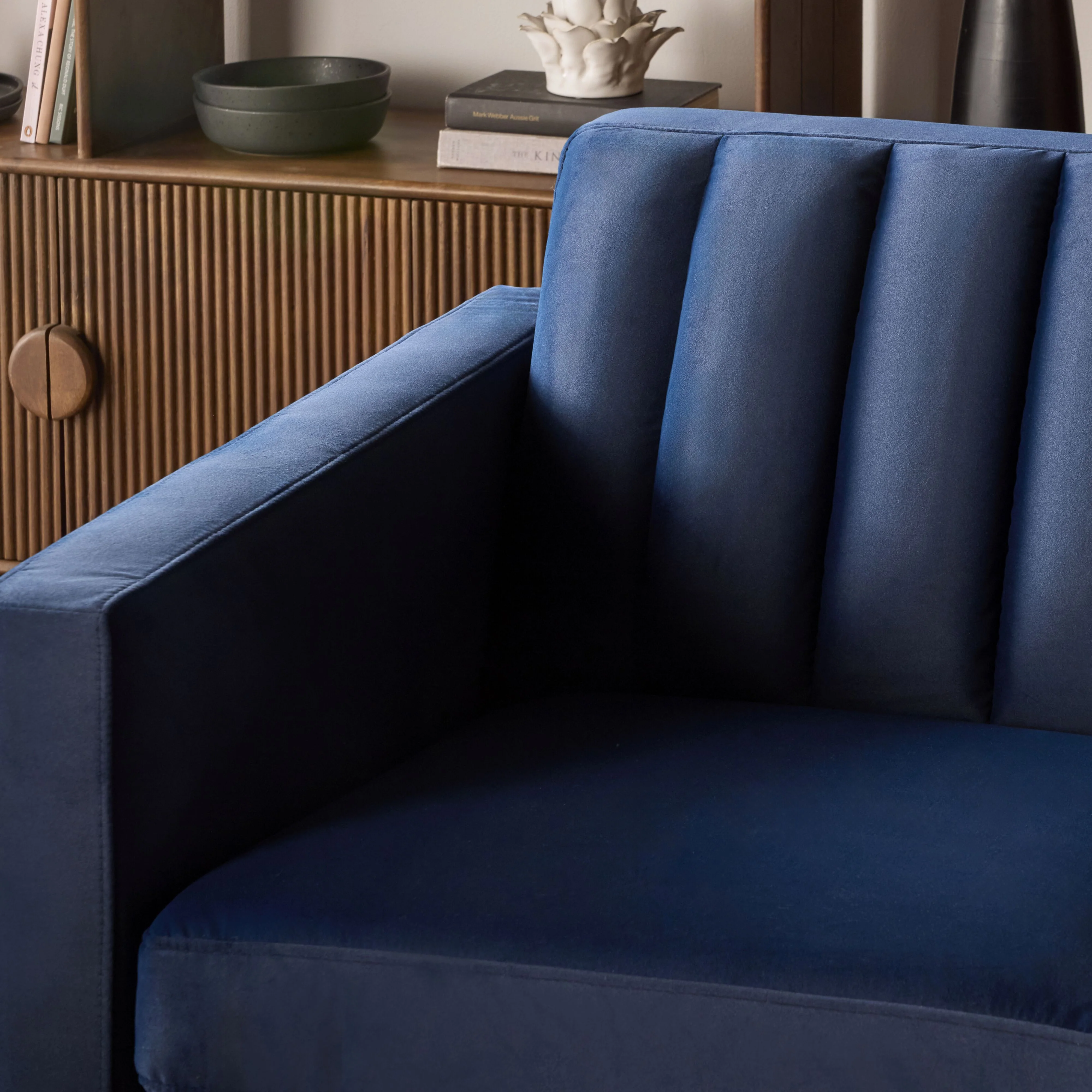 Stitch 2 Seater Velvet Sofa Indigo - Image 10