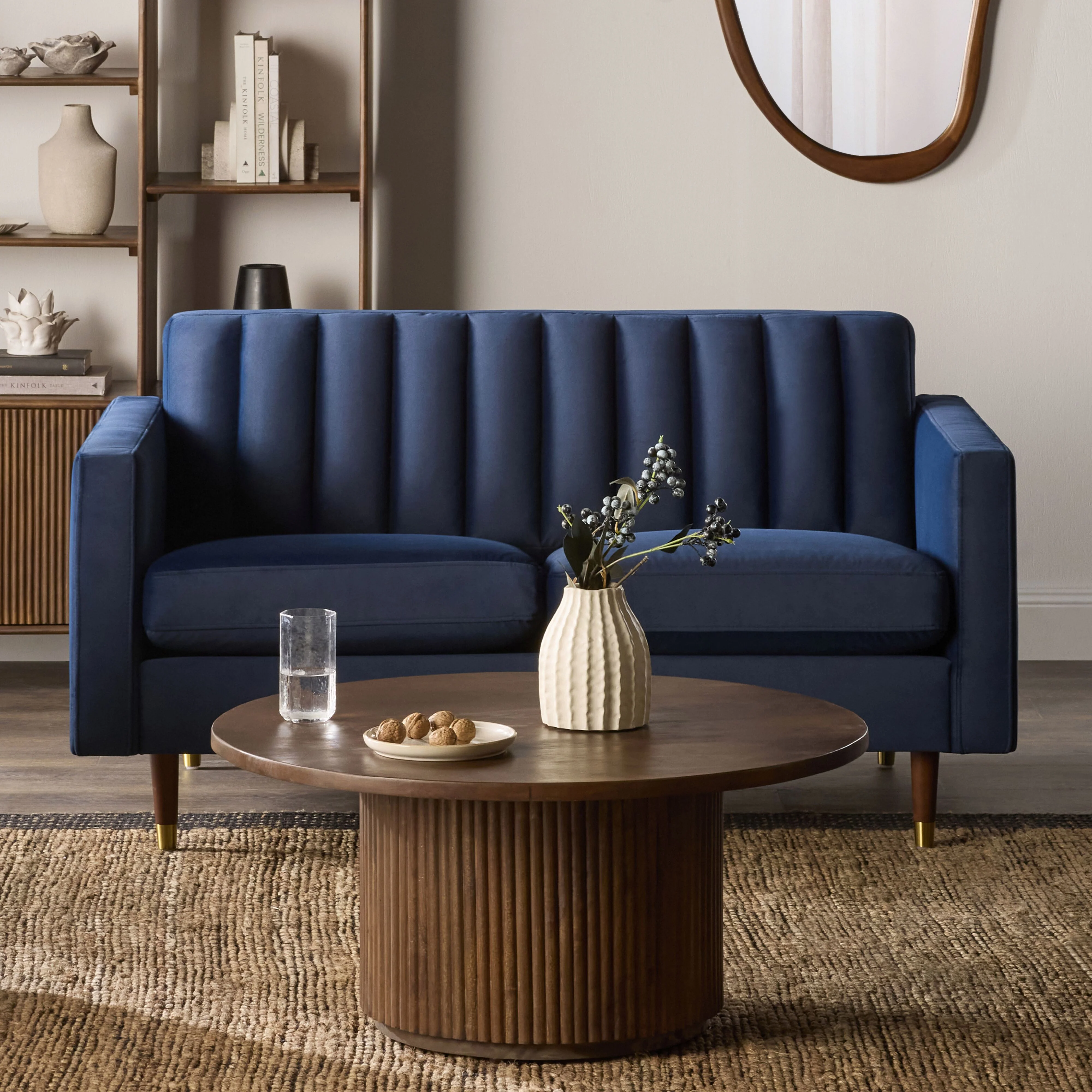 Stitch 2 Seater Velvet Sofa Indigo - Image 7