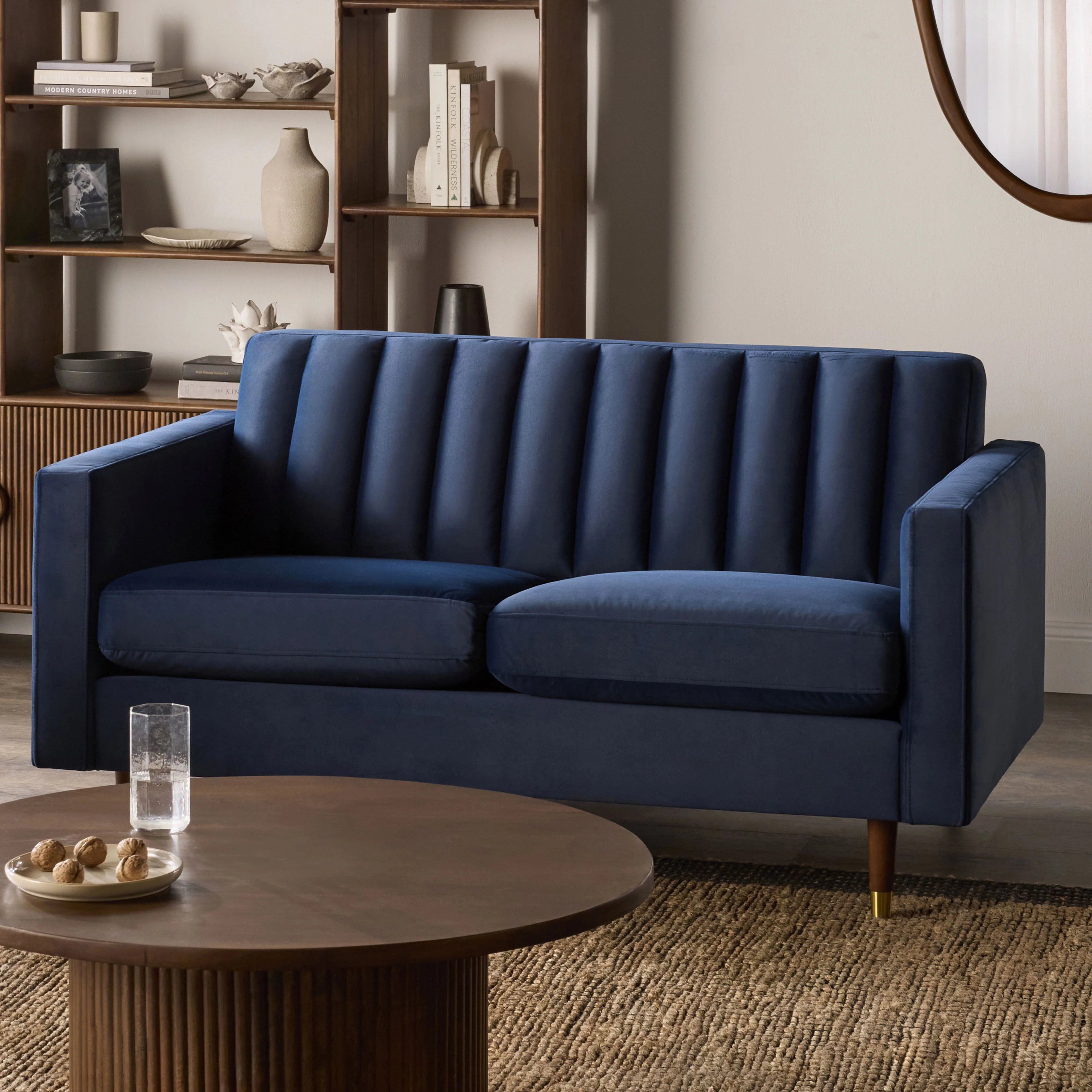 Stitch 2 Seater Velvet Sofa Indigo - Image 8