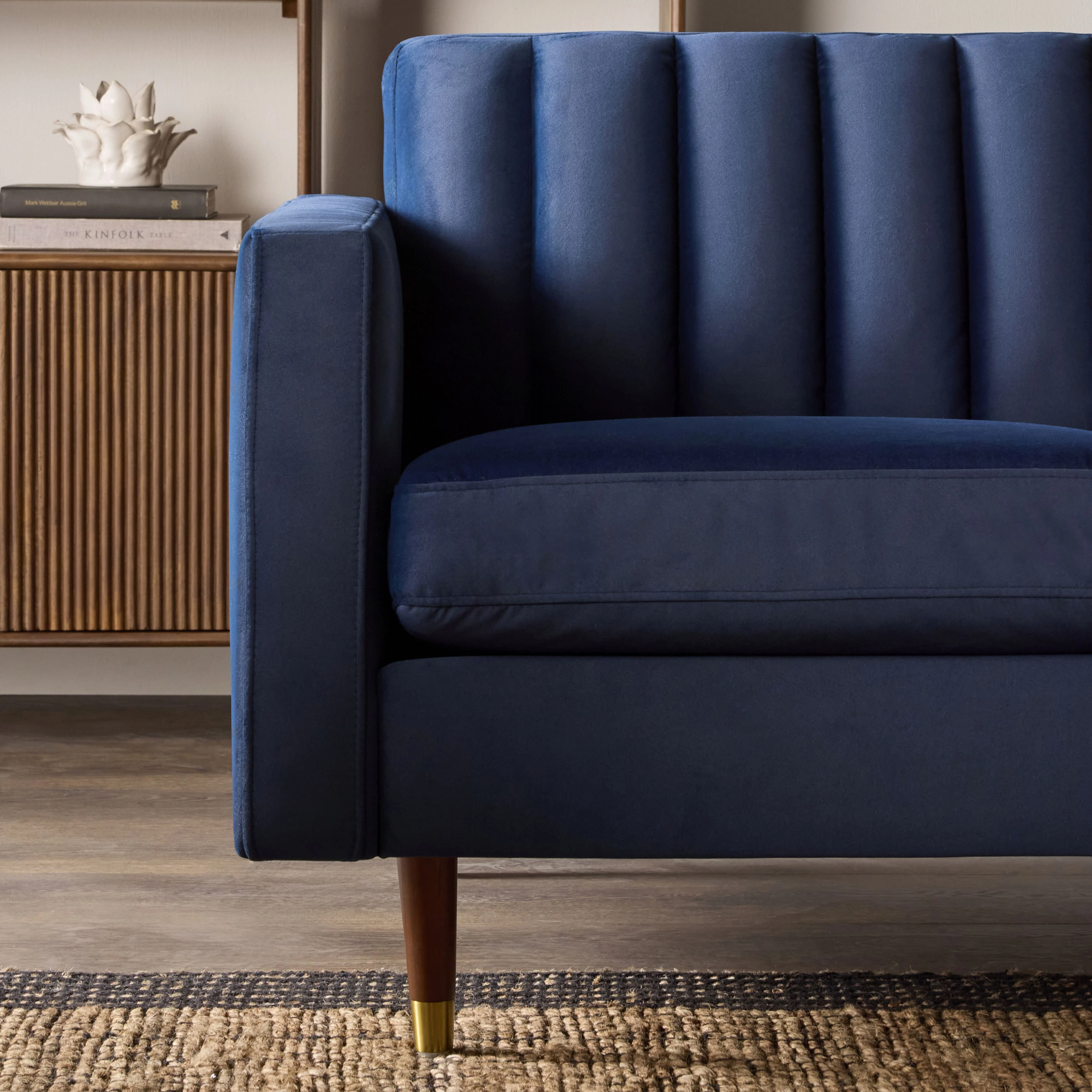 Stitch 2 Seater Velvet Sofa Indigo - Image 9