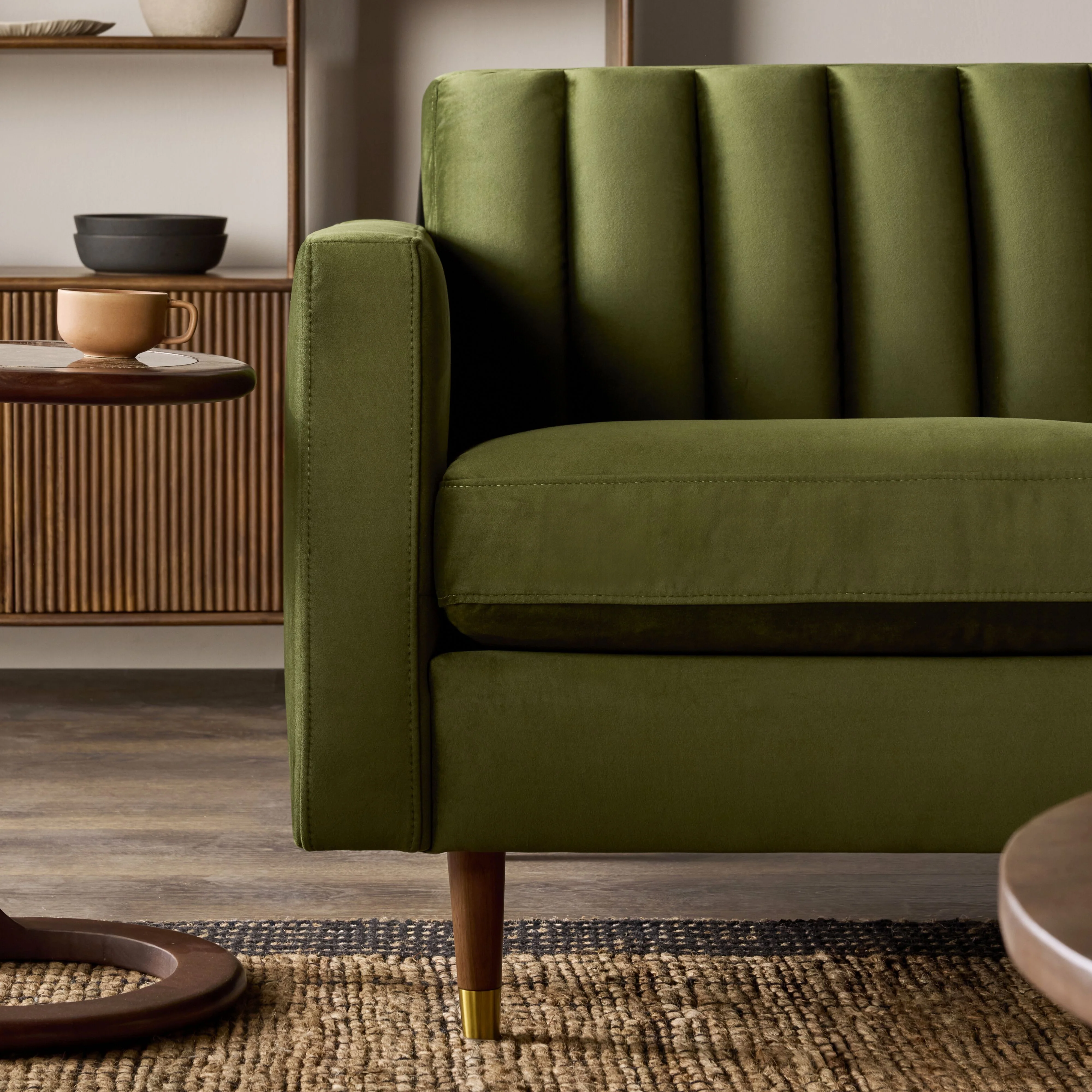 Stitch 2 Seater Velvet Sofa Juniper Olive - Image 9