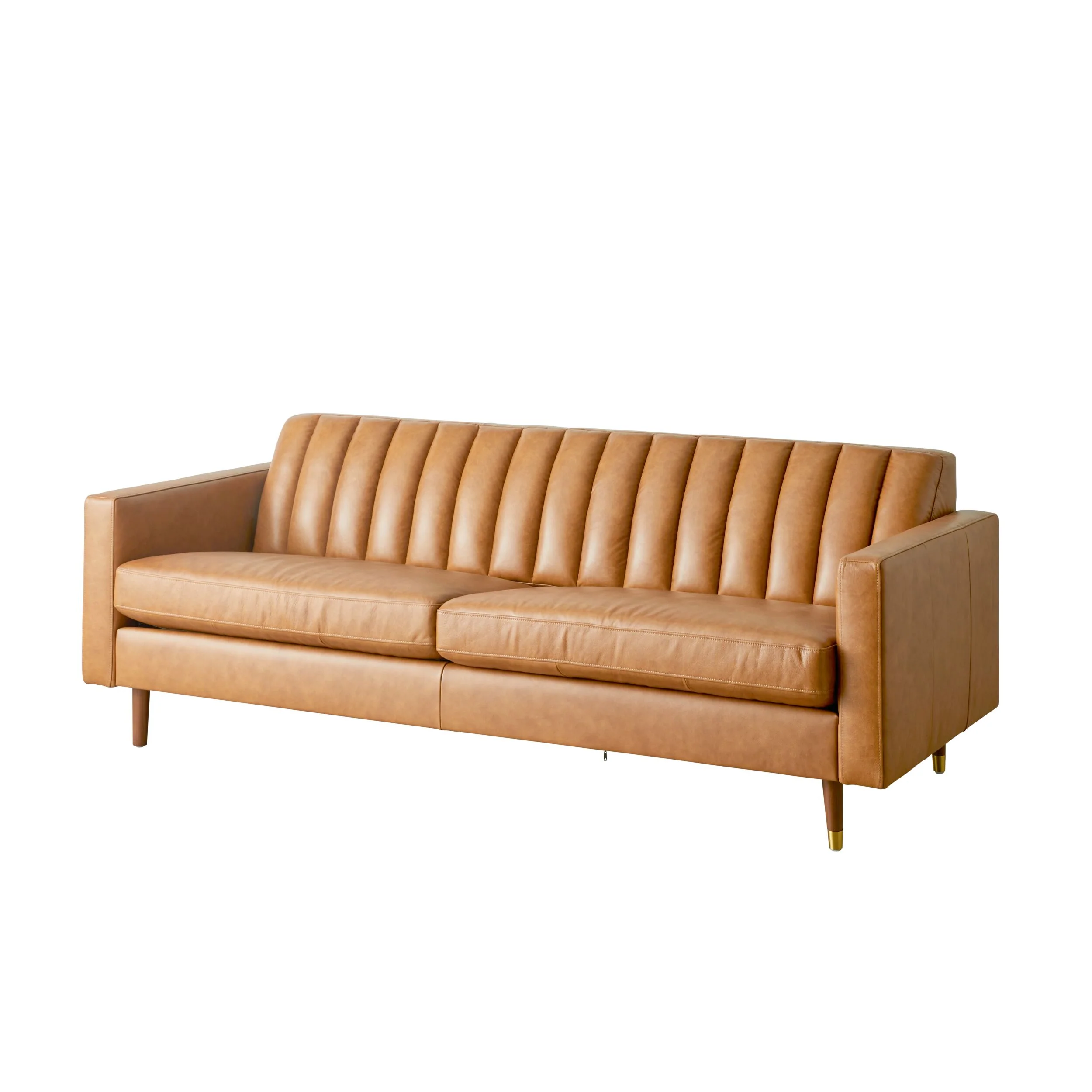 Stitch 3 Seater Leather Sofa Dakota Saddle - Image 2